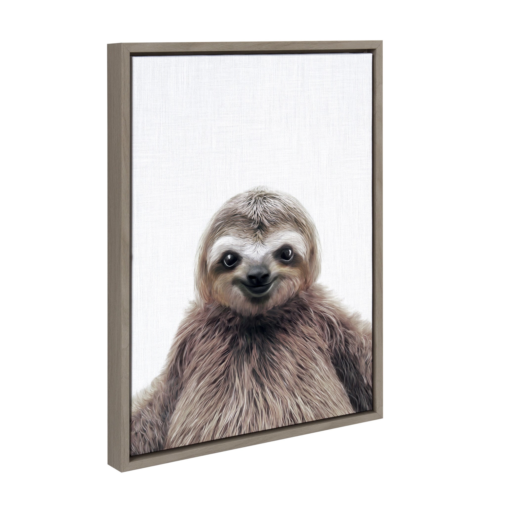 Sylvie Sloth Color Framed Canvas by Simon Te Tai