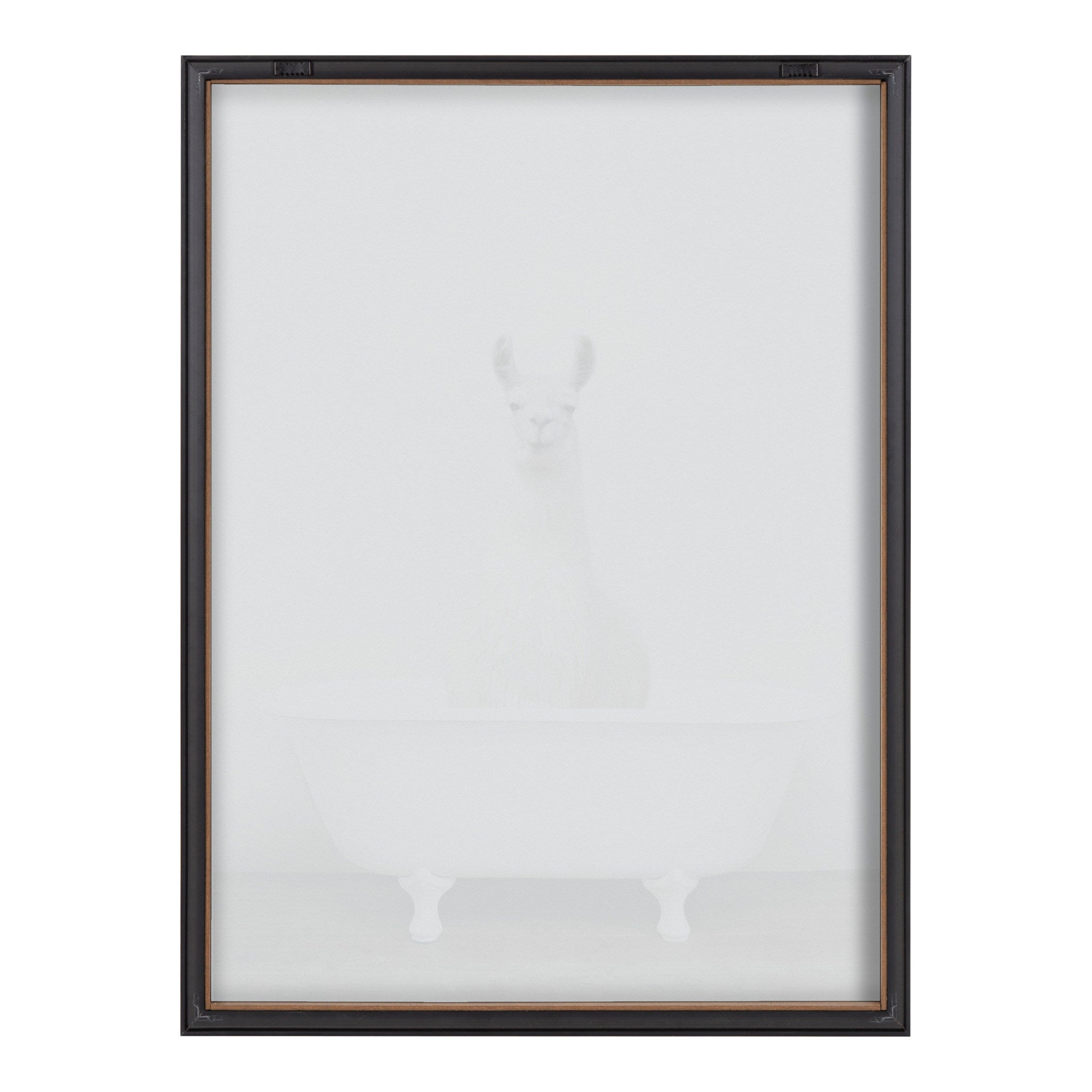 Blake Alpaca in the Tub Color Framed Printed Glass by Amy Peterson Art Studio