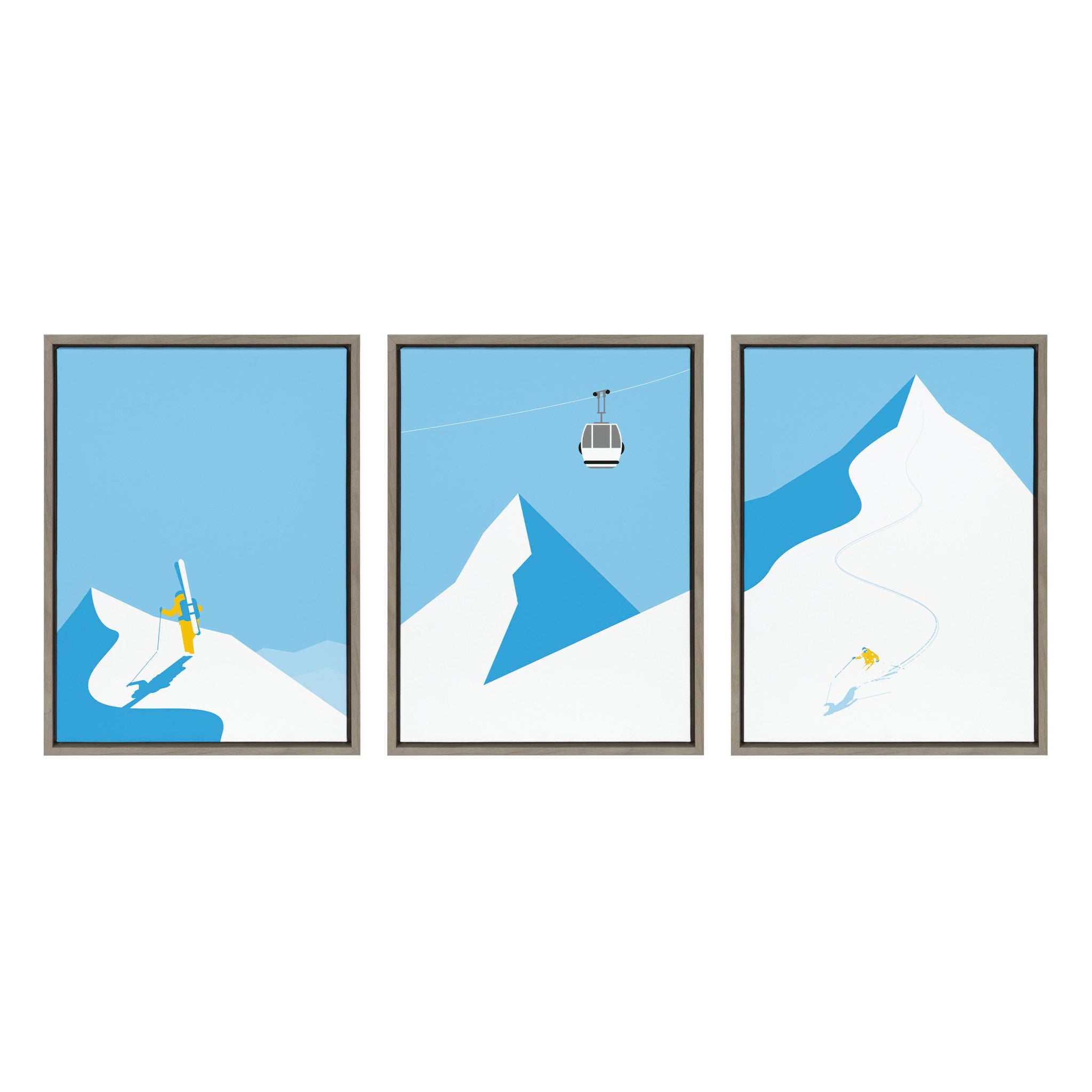 Sylvie Downhill Skier Framed Canvas Art Set By Rocket Jack