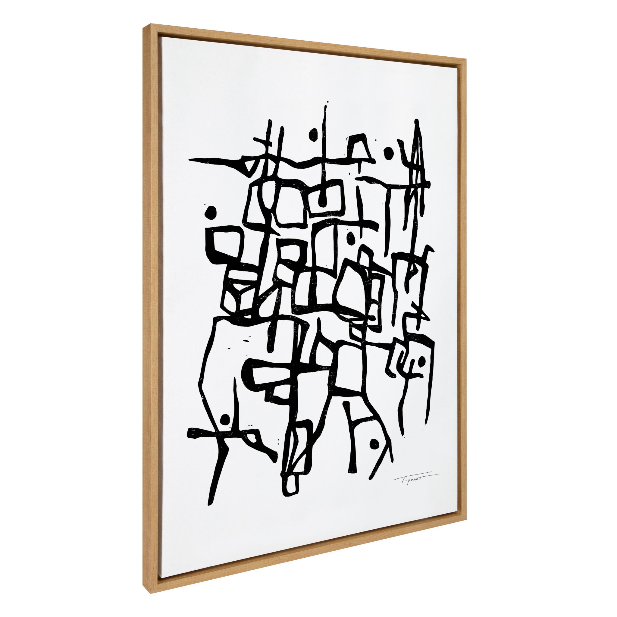 Sylvie Organic Lines BW Framed Canvas by Statement Goods