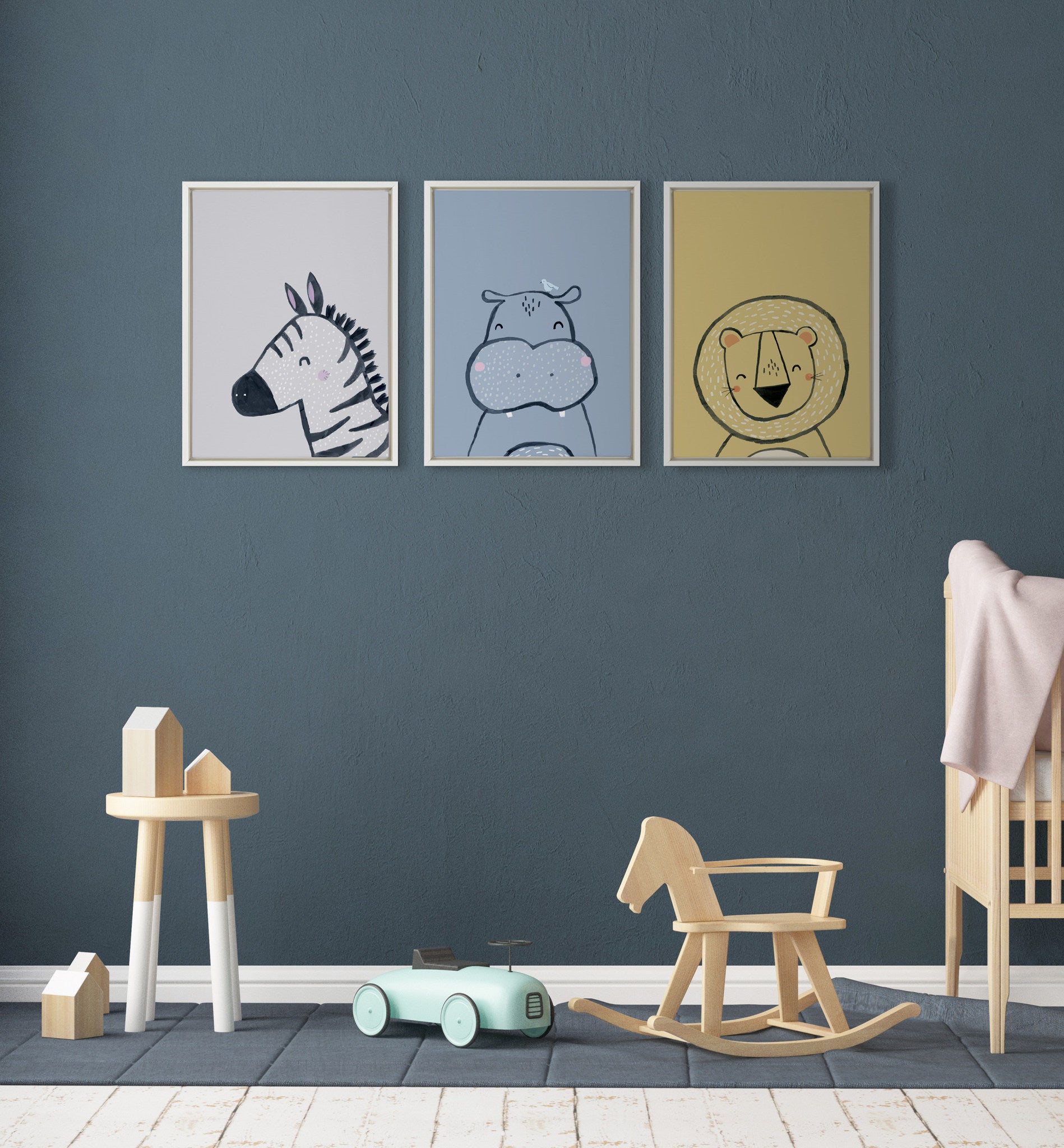 Sylvie Inky Lion Framed Canvas by Lauradidthis