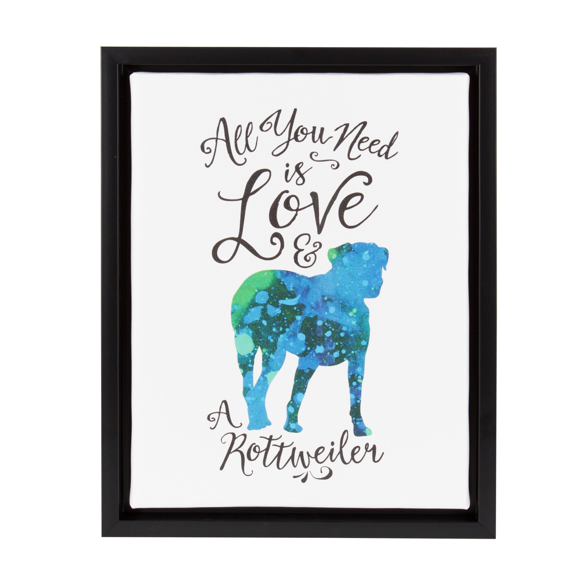 Sylvie Love and a Rottweiler Watercolor Framed Canvas, Black 11x14