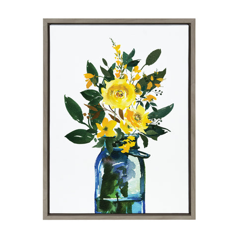 Sylvie Yellow Roses Framed Canvas by Maja Mitrovic of Makes My Day Happy