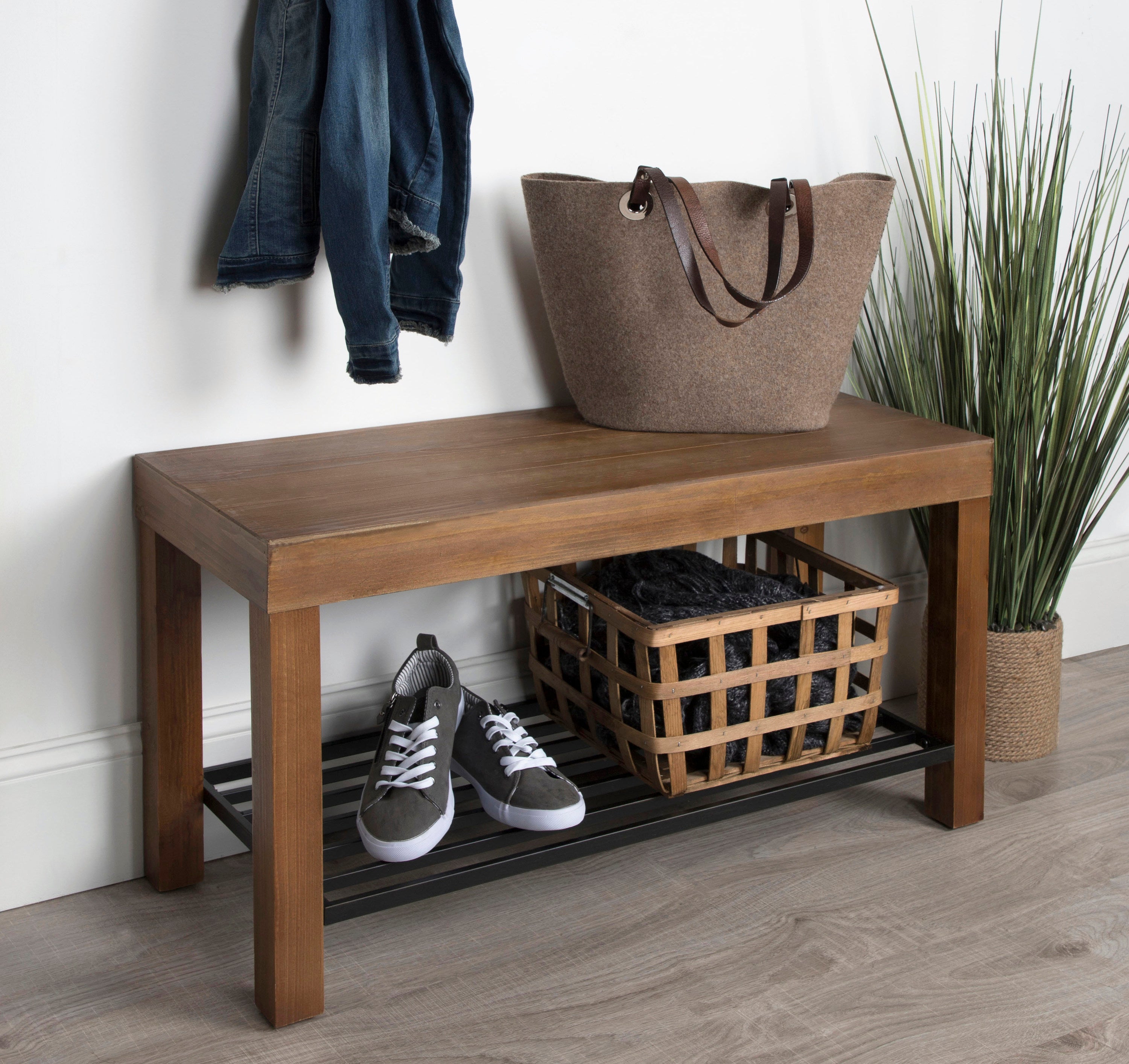 Jeran Entryway Bench with Shelf