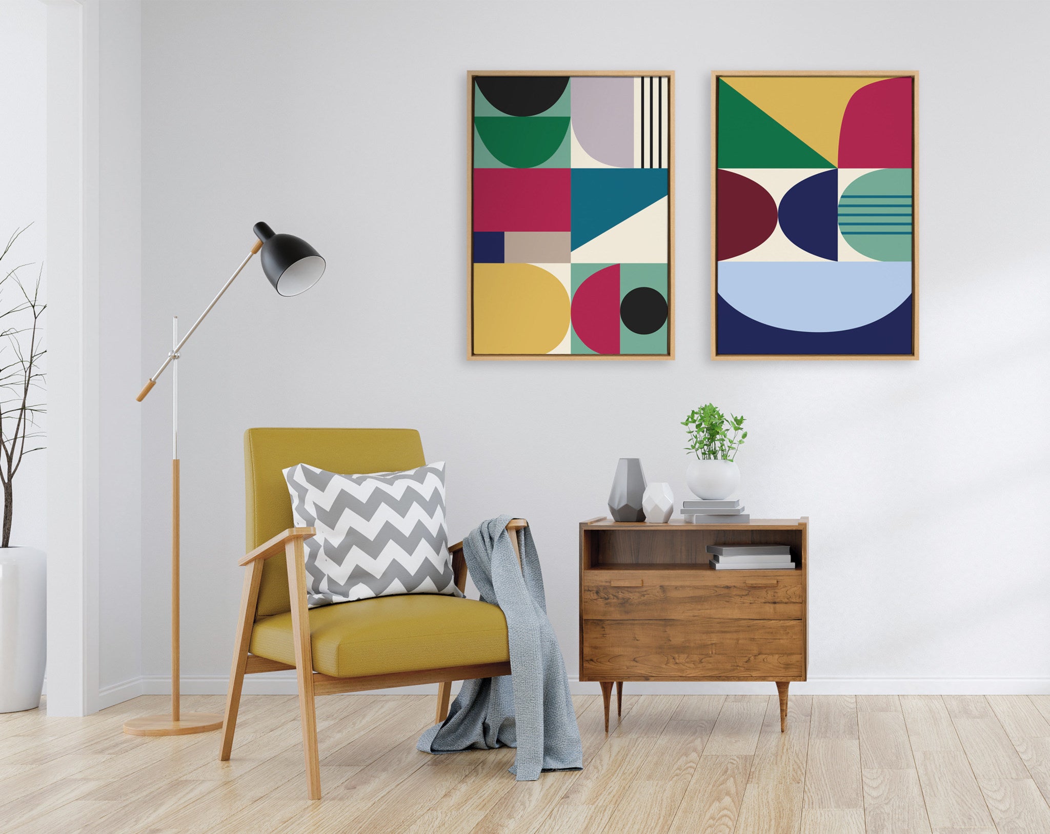 Sylvie MCM Pattern 10 and 11 Framed Canvas by Rachel Lee of My Dream Wall