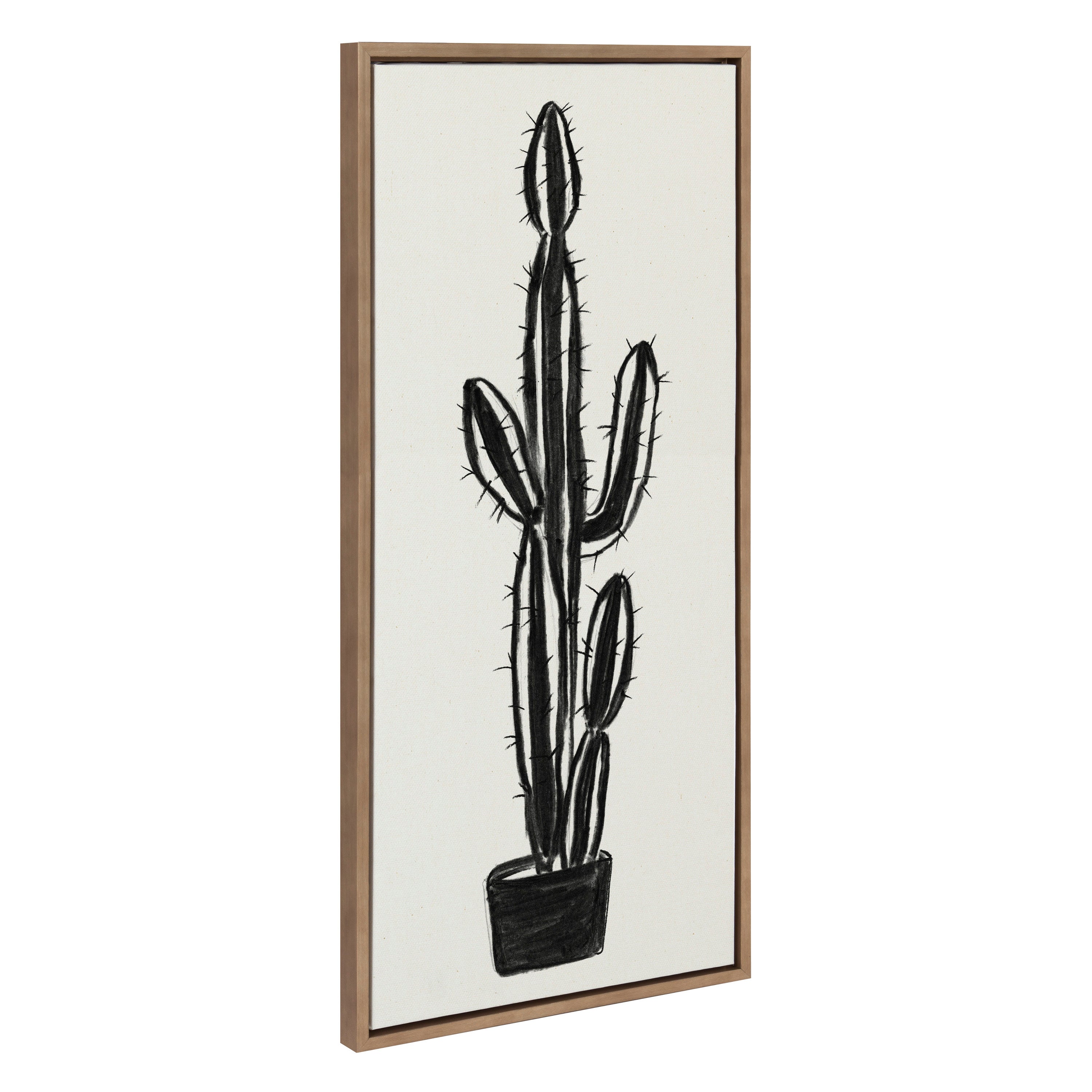 Sylvie 664 Cactus In Pot BW Framed Canvas by Teju Reval of SnazzyHues