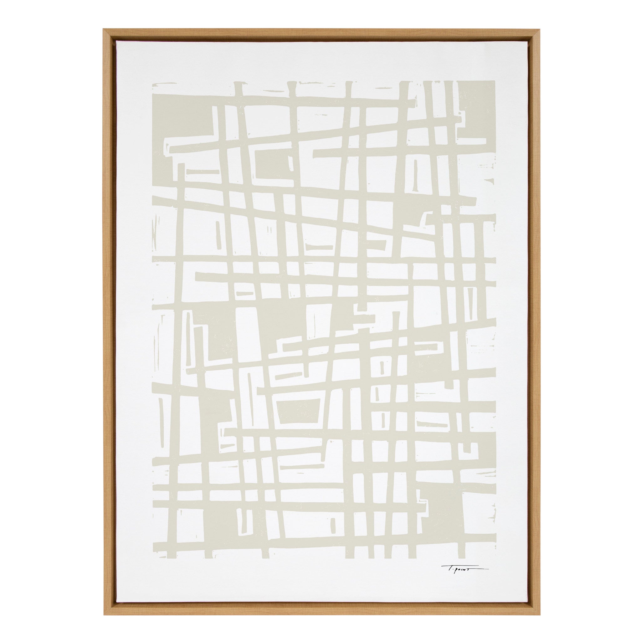 Sylvie Crossing Lines Neutral Framed Canvas by Statement Goods