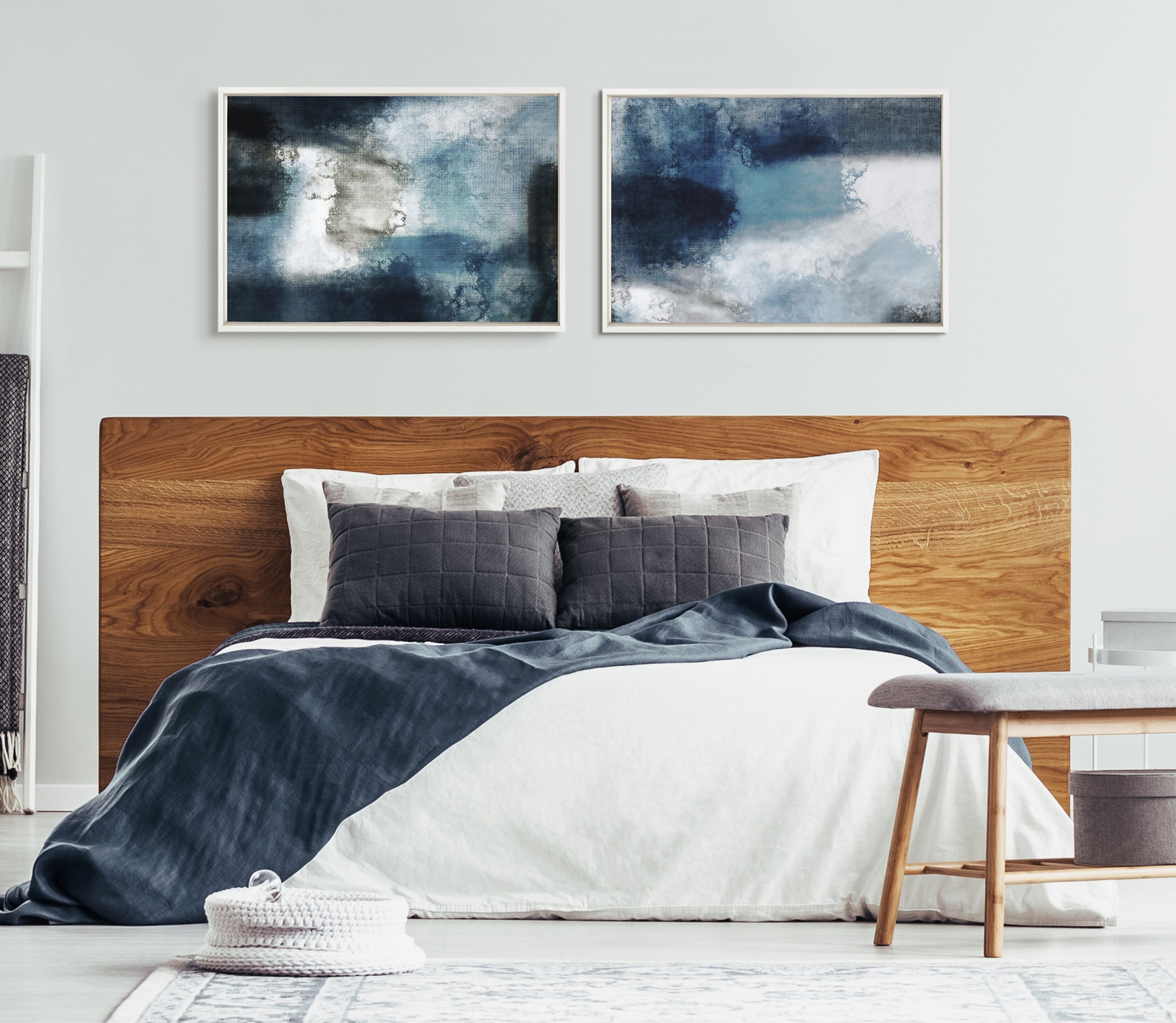 Sylvie Aqua Abstract 1 Framed Canvas by Amy Lighthall
