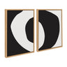 Sylvie Minimal Modern Organic Abstraction 1 and 2 Black and White Framed Canvas Art Set by The Creative Bunch Studio