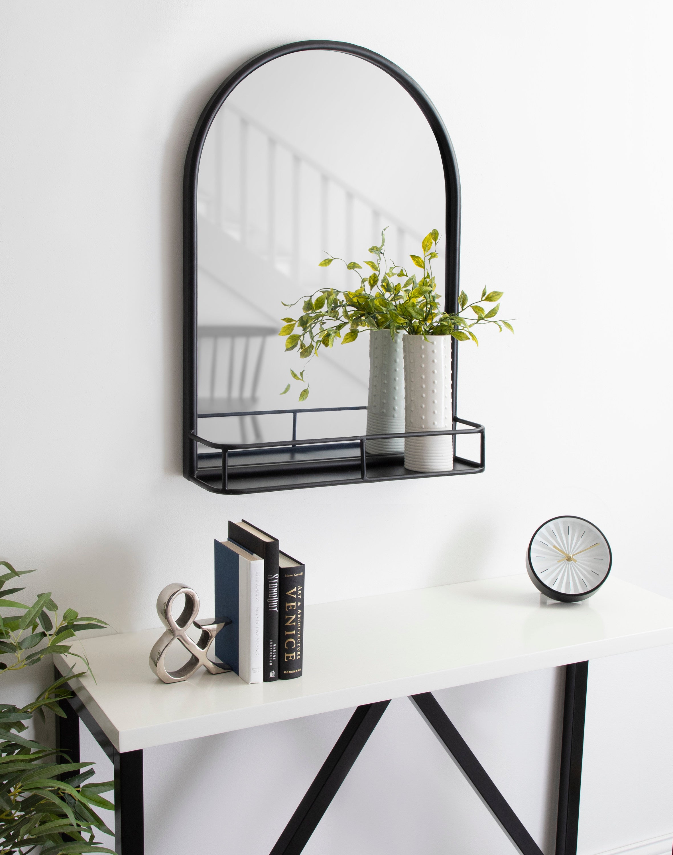 Kate and Laurel Chadwin Modern Arched Mirror with Marble Shelf, 20