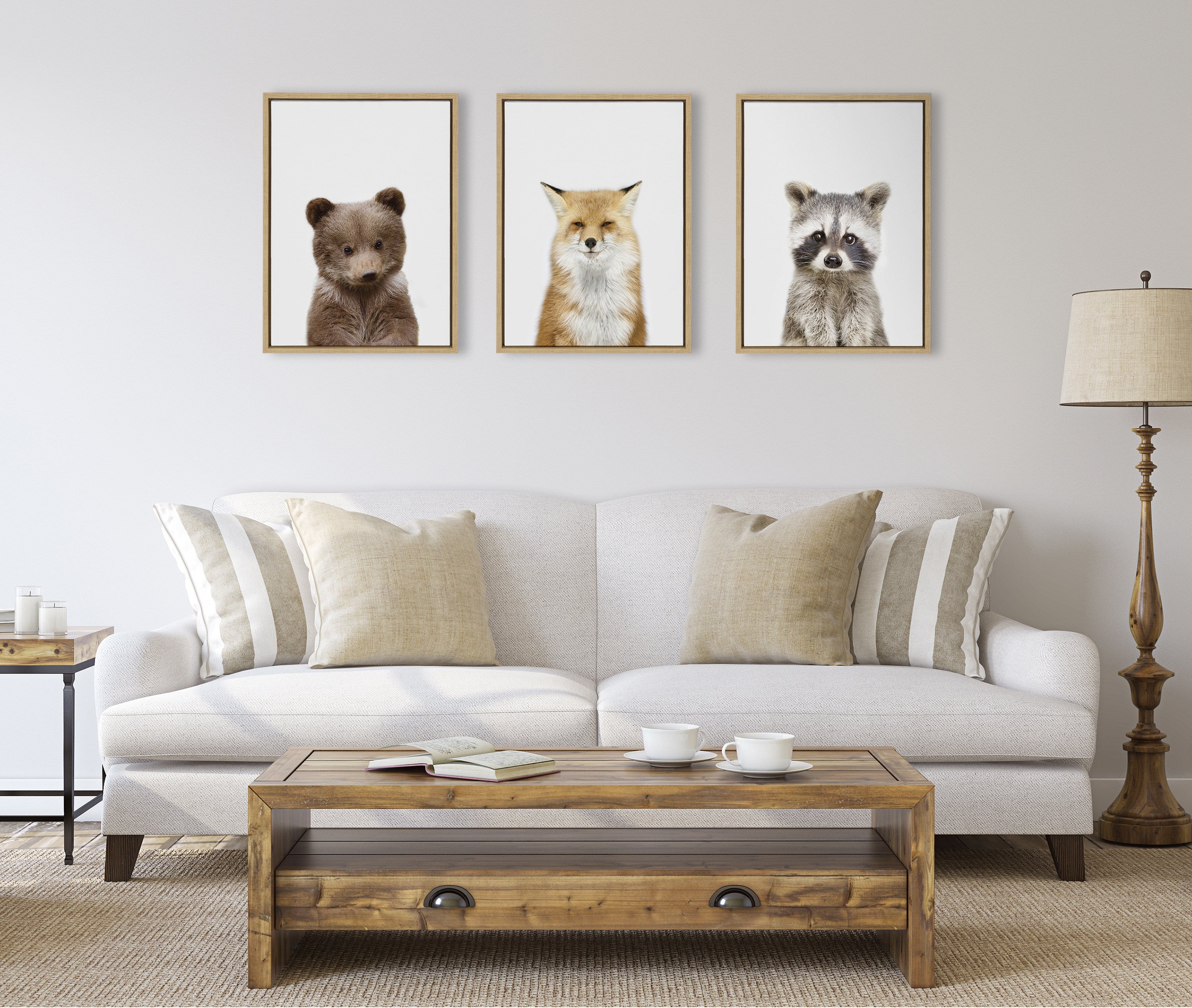 Sylvie Studio Bear, Studio Fox and Studio Raccoon Framed Canvas by Amy Peterson Art Studio