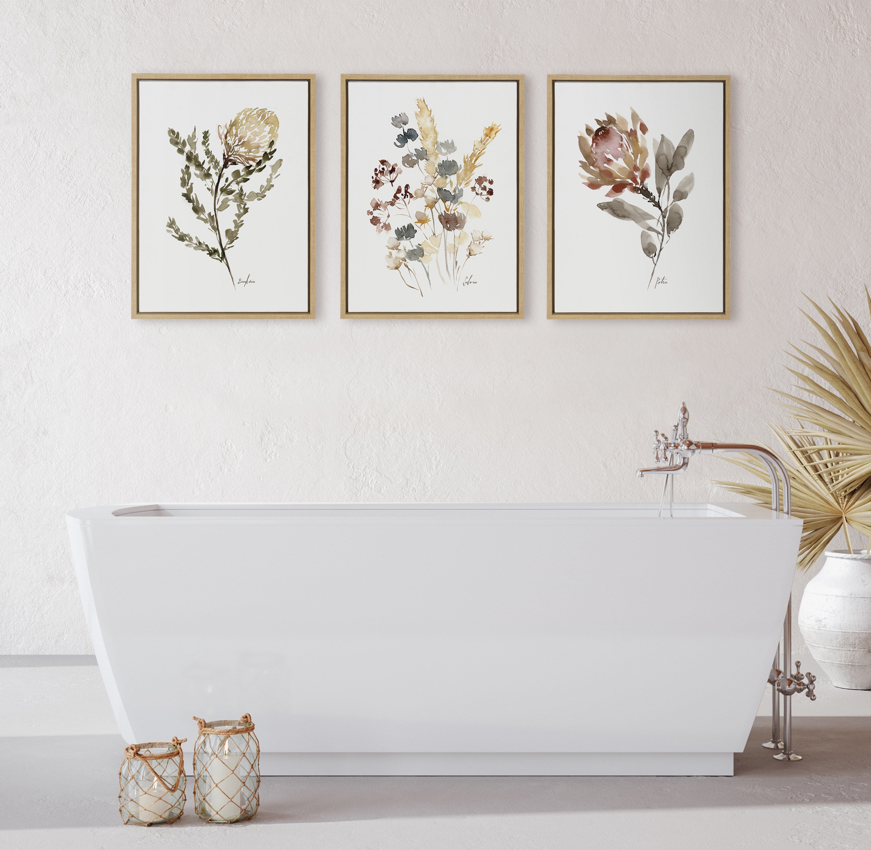Sylvie Wild Banksia Wild Salvia and Wild King Protea Framed Canvas by Sara Berrenson