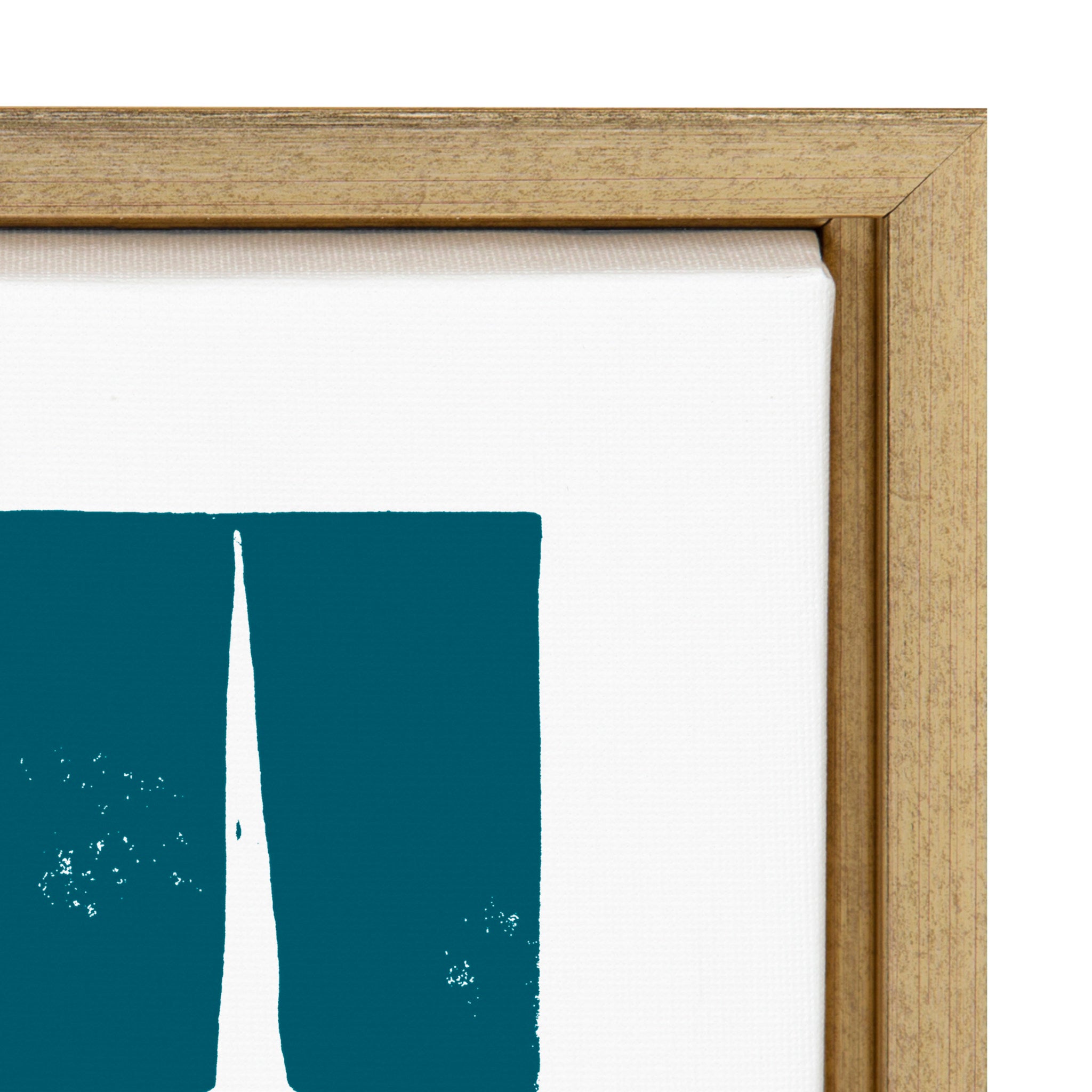 Sylvie Modern Tribal Block Print Teal Framed Canvas by Statement Goods