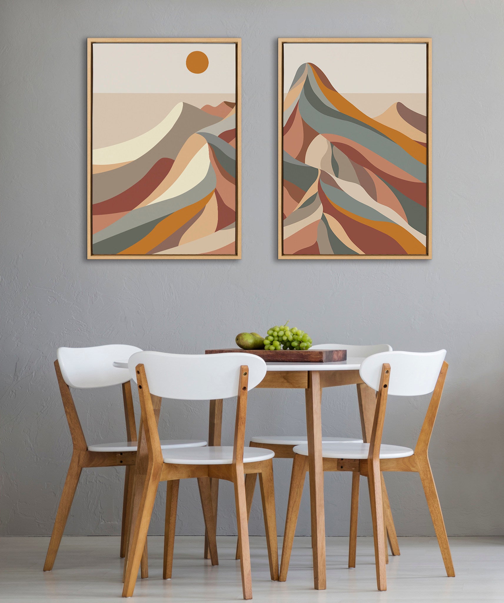 Sylvie Mid Century Modern Mountains Framed Canvas by Rachel Lee of My Dream Wall
