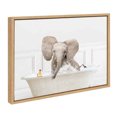 Sylvie Baby Elephant No4 In Bubble Bath Neutral Style Framed Canvas by Amy Peterson Art Studio