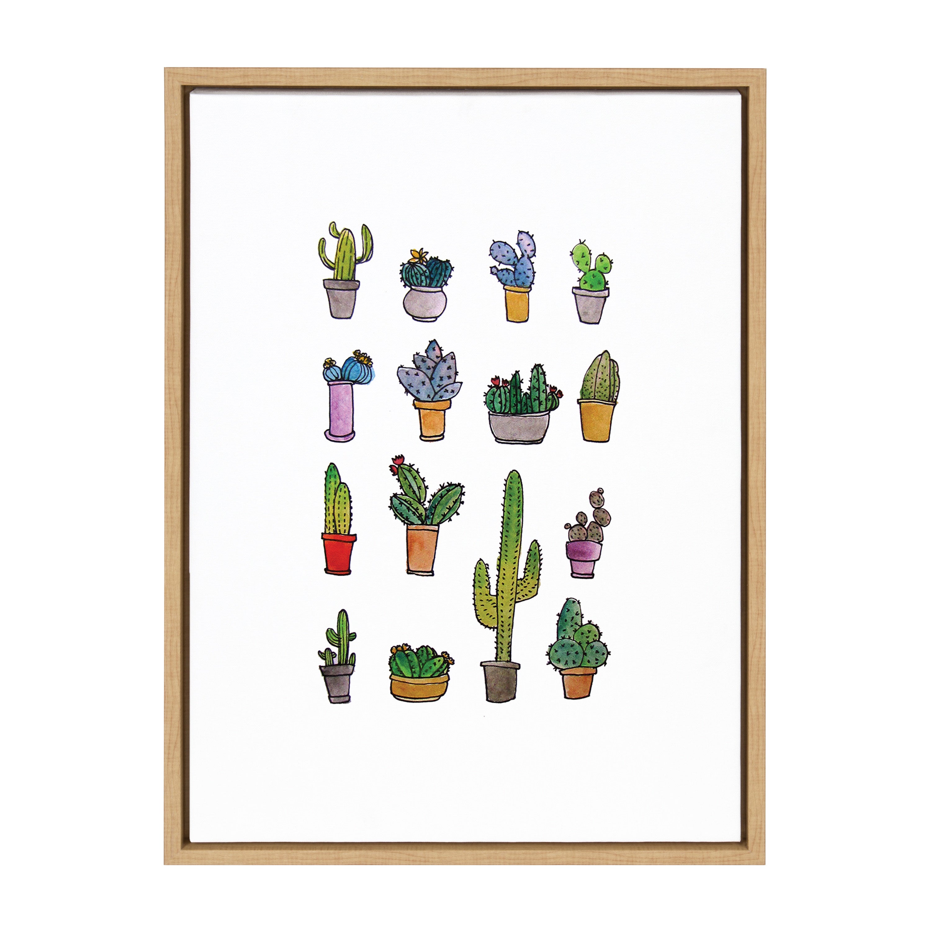Sylvie Group of Cacti Framed Canvas by Viola Kreczmer