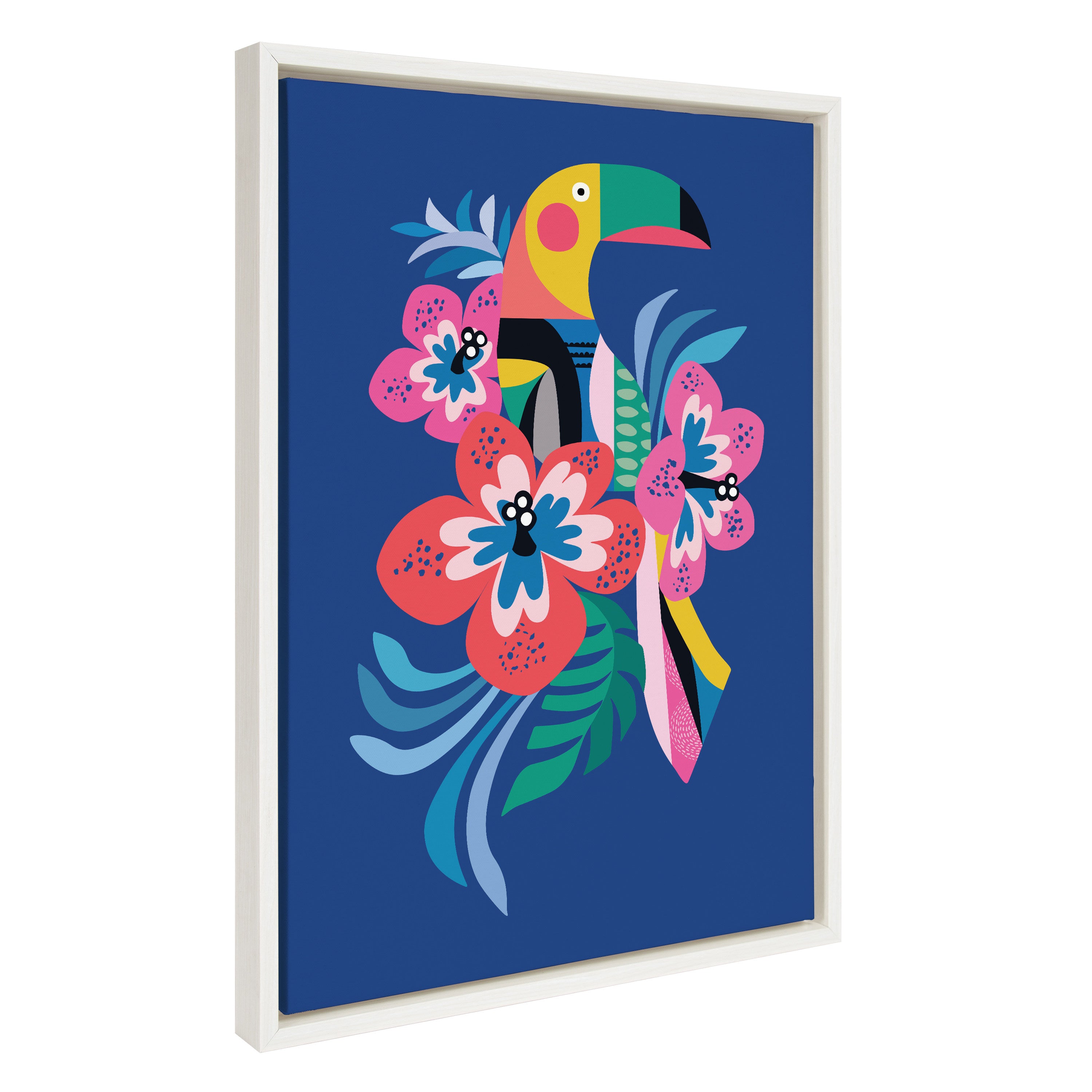 Sylvie Mid Century Modern Hibiscus Framed Canvas by Rachel Lee of My Dream Wall