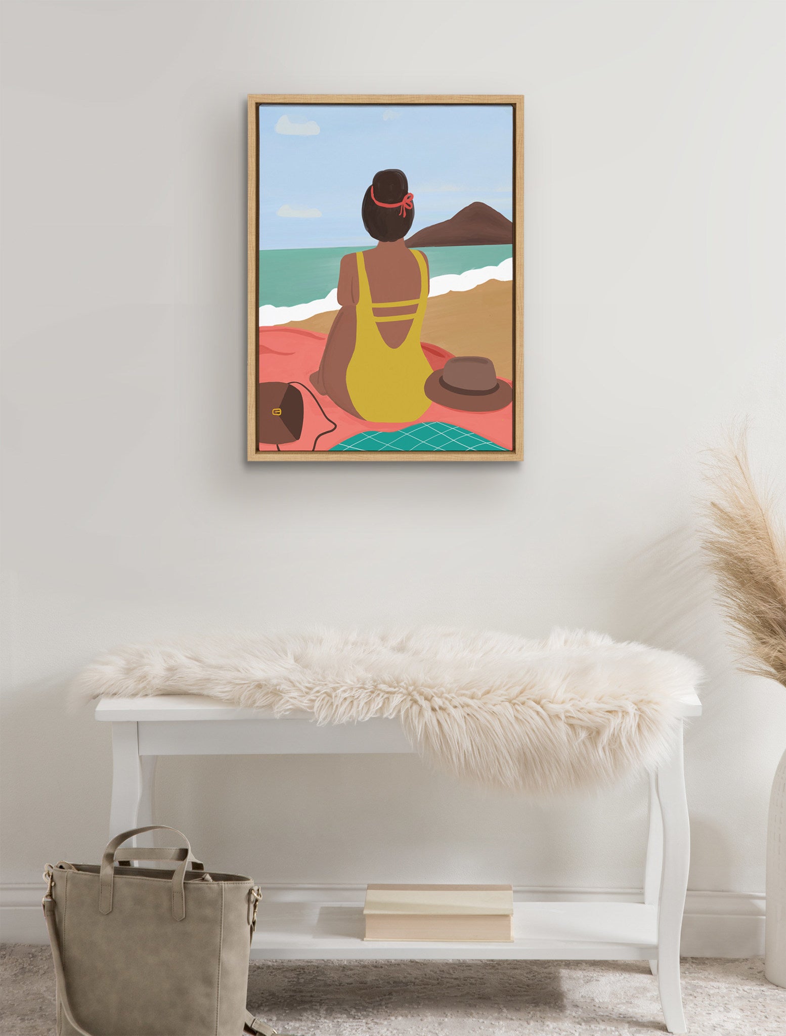 Sylvie Beach Solo Framed Canvas by Queenbe Monyei