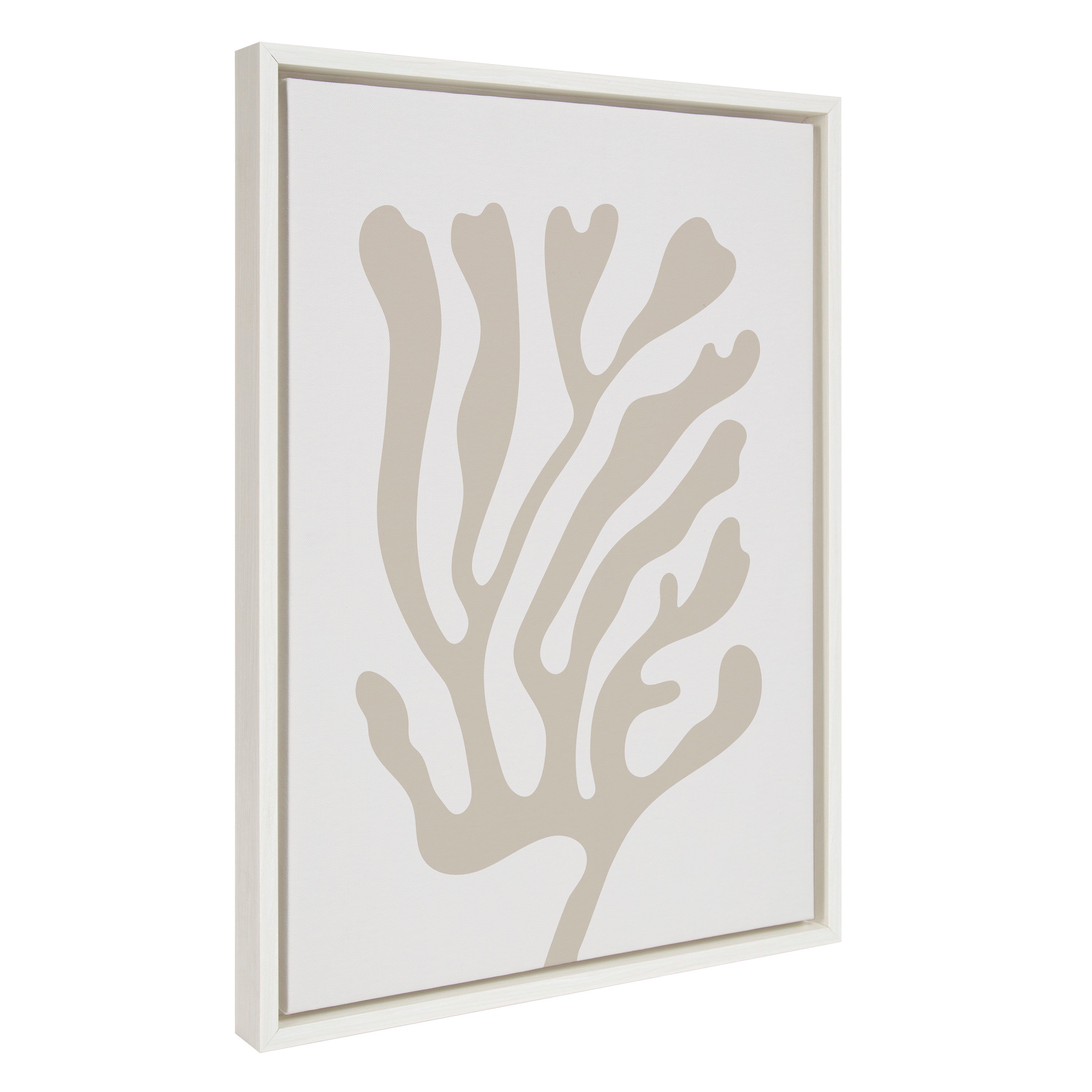 Sylvie Abstract Coral Coastal Beige Framed Canvas by The Creative Bunch Studio