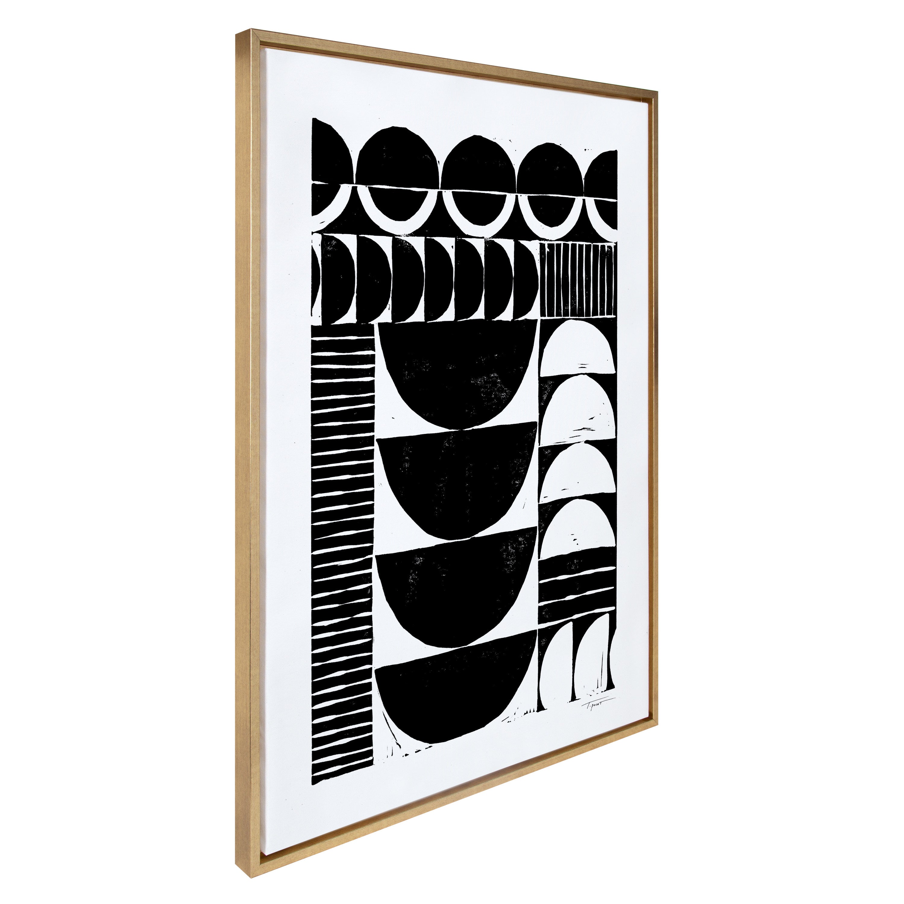 Sylvie Modern Circular Block Print Framed Canvas by Statement Goods