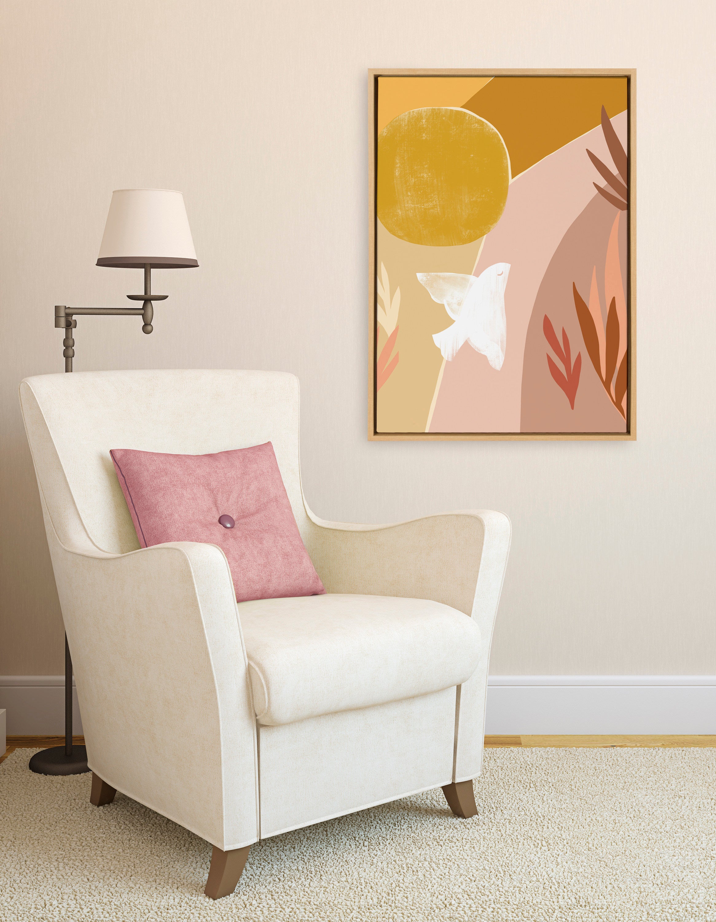 Sylvie Sunrise Dove Framed Canvas by Kate Aurelia Holloway