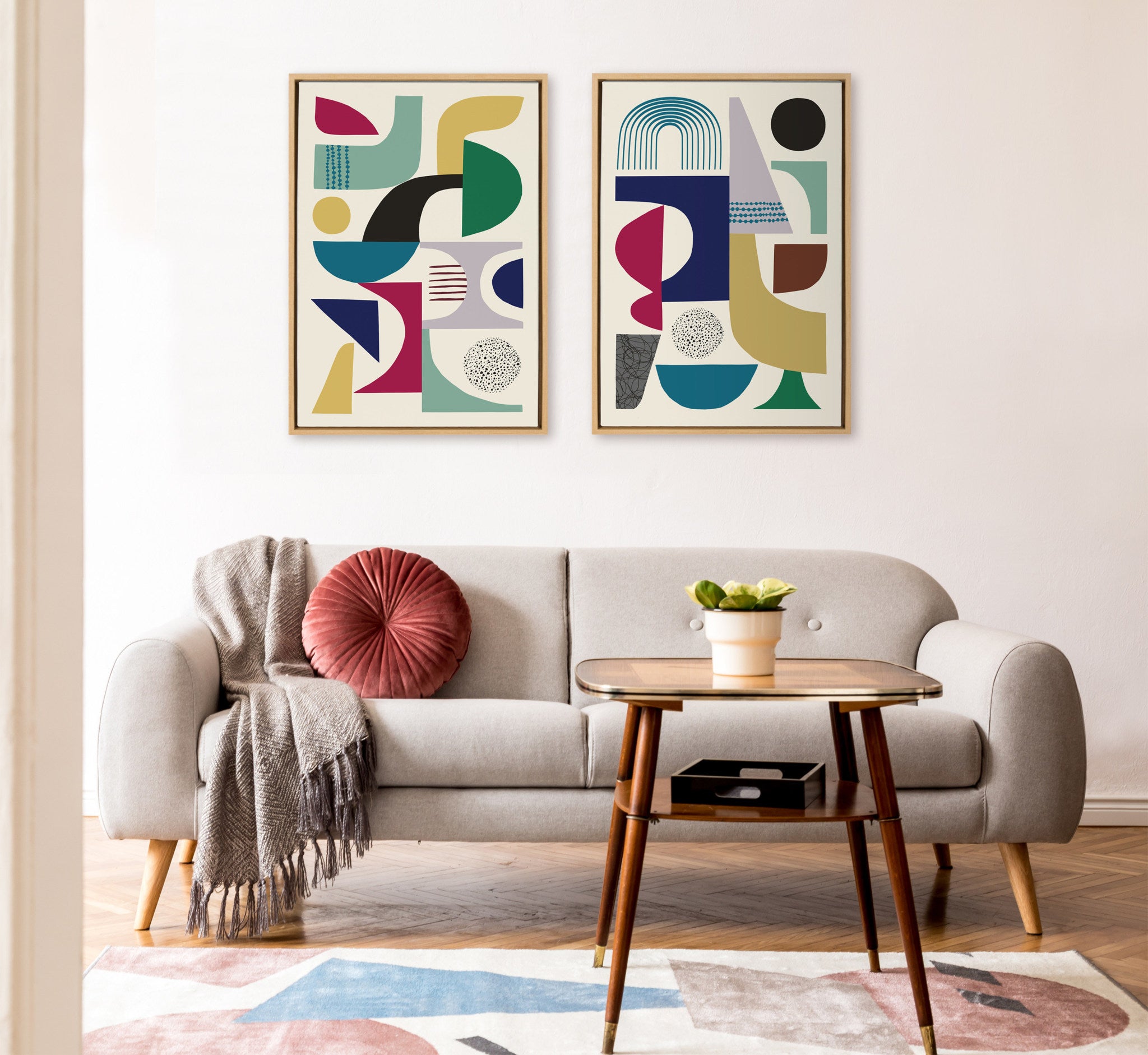 Sylvie MCM Pattern 01 and 04 Framed Canvas by Rachel Lee of My Dream Wall