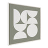 Sylvie Bold Vintage Geometric Soft White on Sage Green Framed Canvas by The Creative Bunch Studio