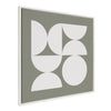 Sylvie Bold Vintage Geometric Soft White on Sage Green Framed Canvas by The Creative Bunch Studio