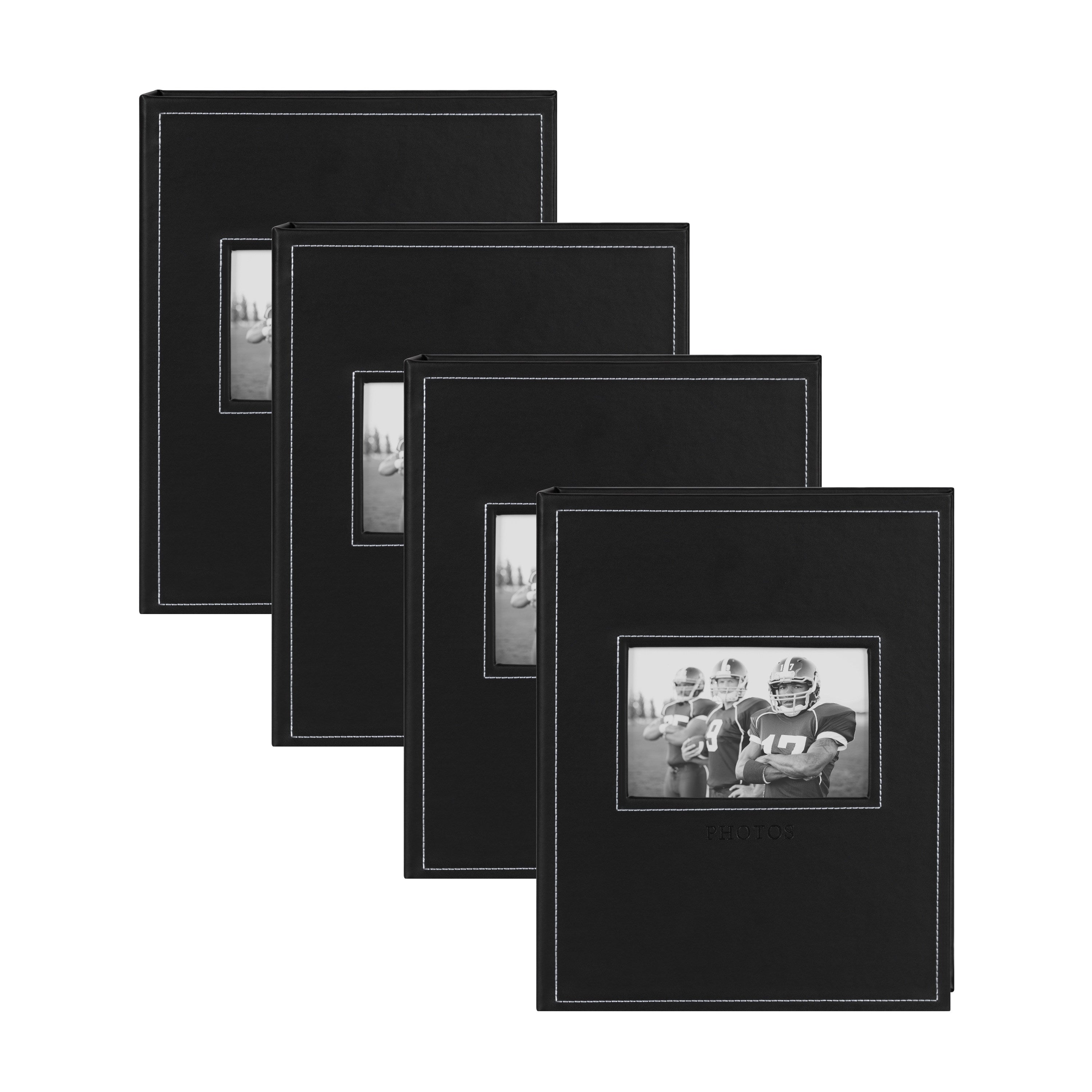 DesignOvation Debossed Photo Album, Set of 4, Black, Photo Album