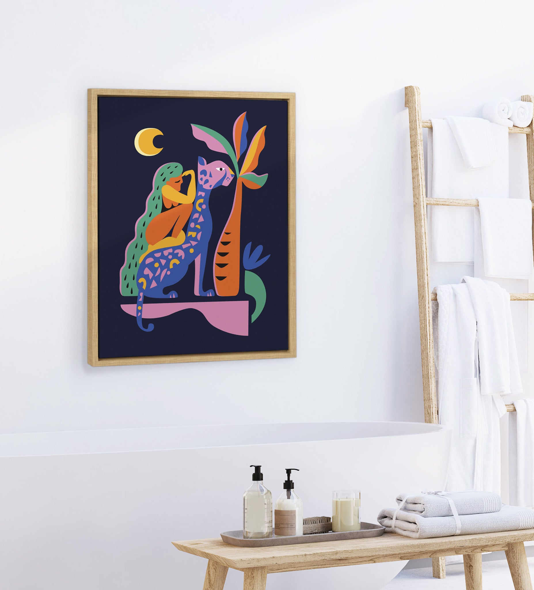 Sylvie Girl On Cheetah Framed Canvas By Rachel Lee of My Dream Wall