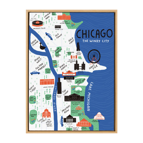 Sylvie Chicago Illustration Framed Canvas by Stacie Bloomfield