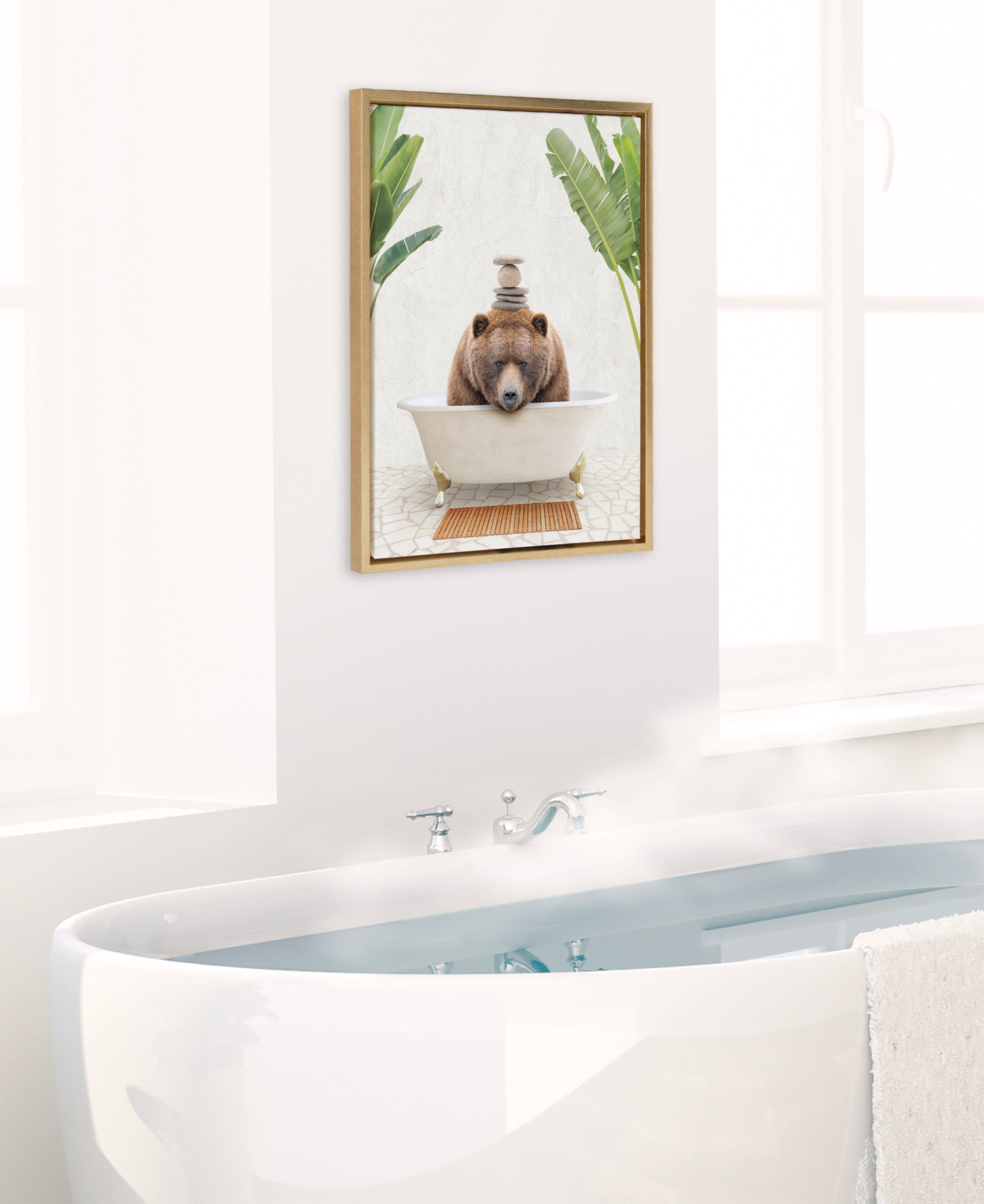Sylvie Big Bear Bali Bath Framed Canvas by Amy Peterson Art Studio