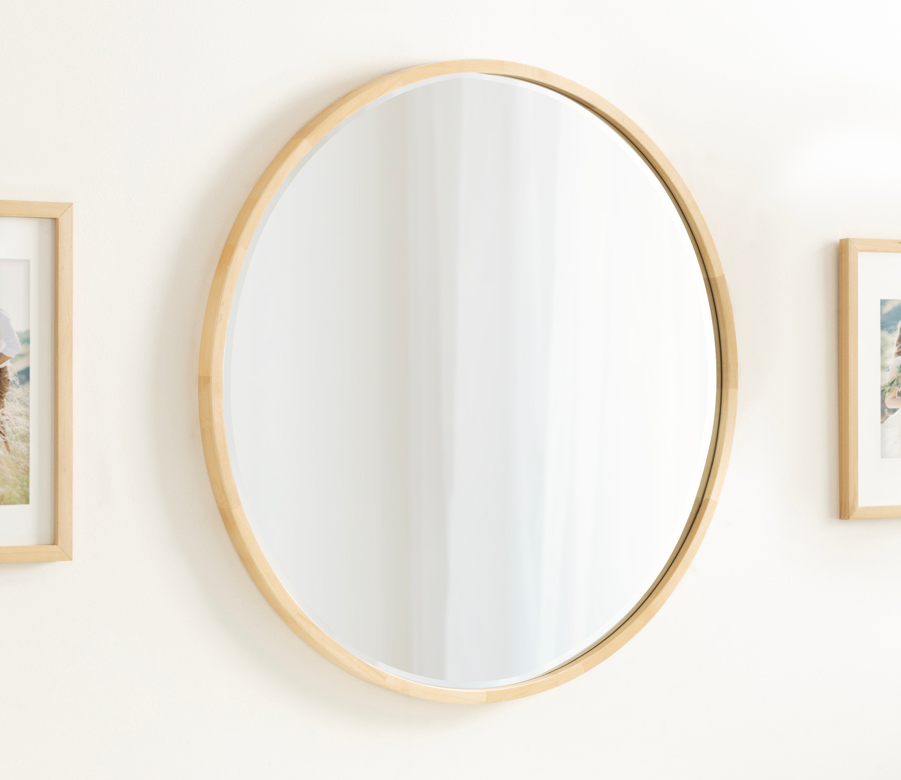 McLean Round Wood Framed Wall Mirror