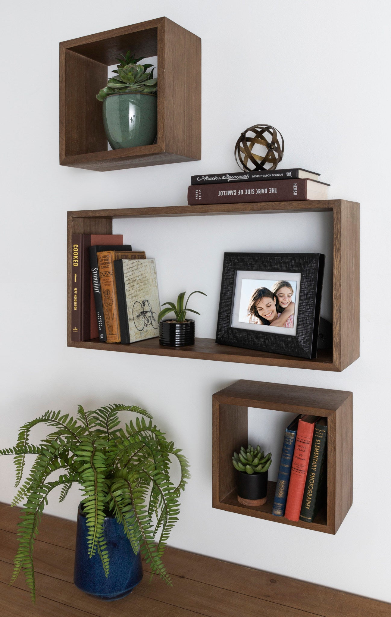 Kate and Laurel Beacon Wood Open Box Shelves Set, 3 Piece, Rustic Brown  Wood, Floating Storage and Display