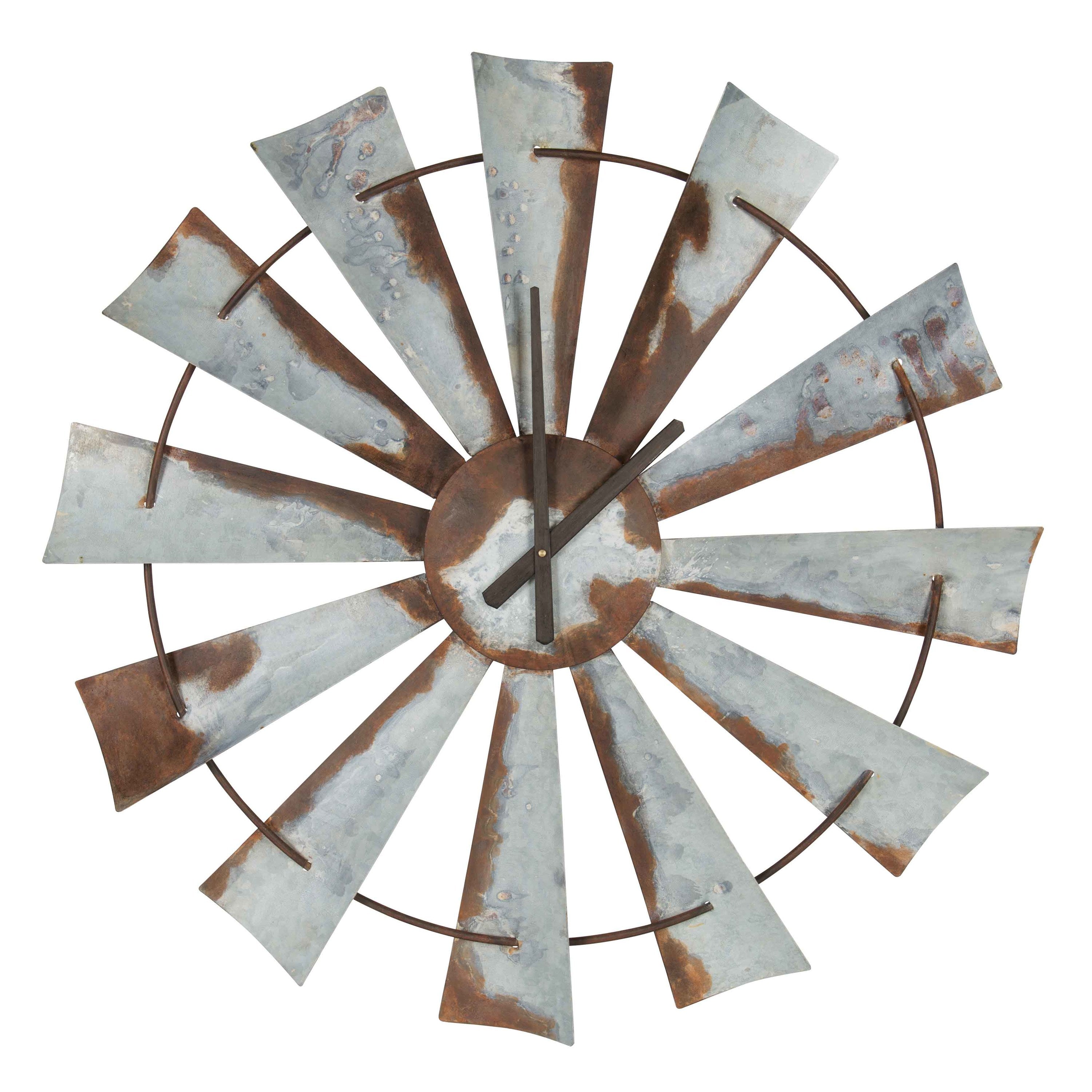Millbrook Windmill Distressed Metal Wall Clock
