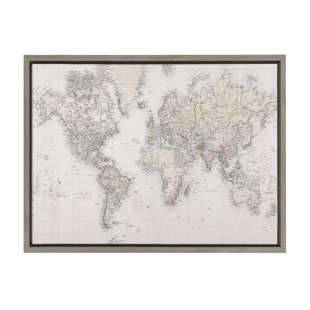 Kate and Laurel Sylvie Vintage World Map Framed Canvas Wall Art by The  Creative Bunch Studio, 23x33 Brown, Decorative Map Art for Wall –  kateandlaurel
