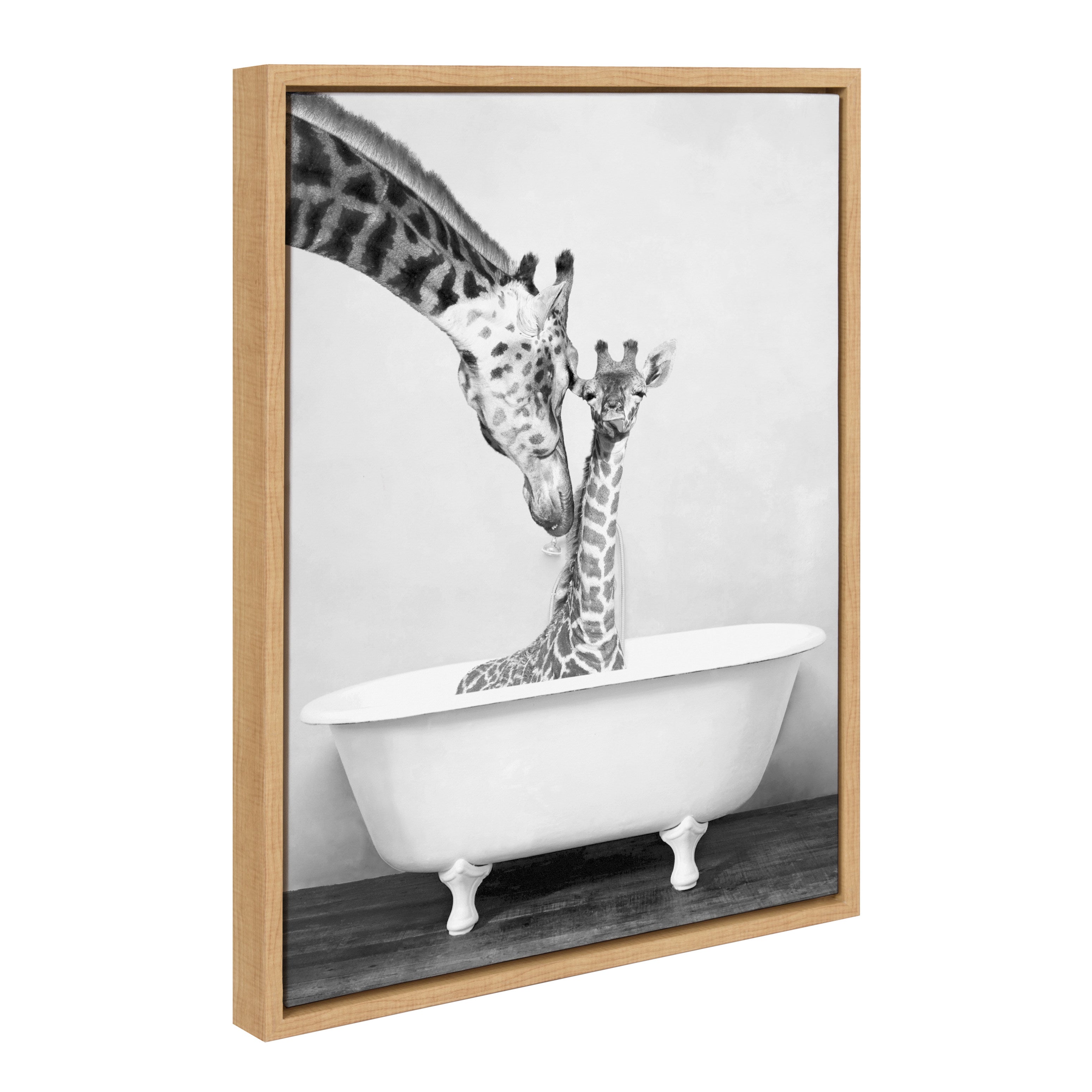 Sylvie Giraffe In Tub Framed Canvas by Amy Peterson Art Studio