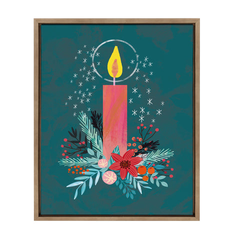 Sylvie Holiday Candle Framed Canvas by Mia Charro