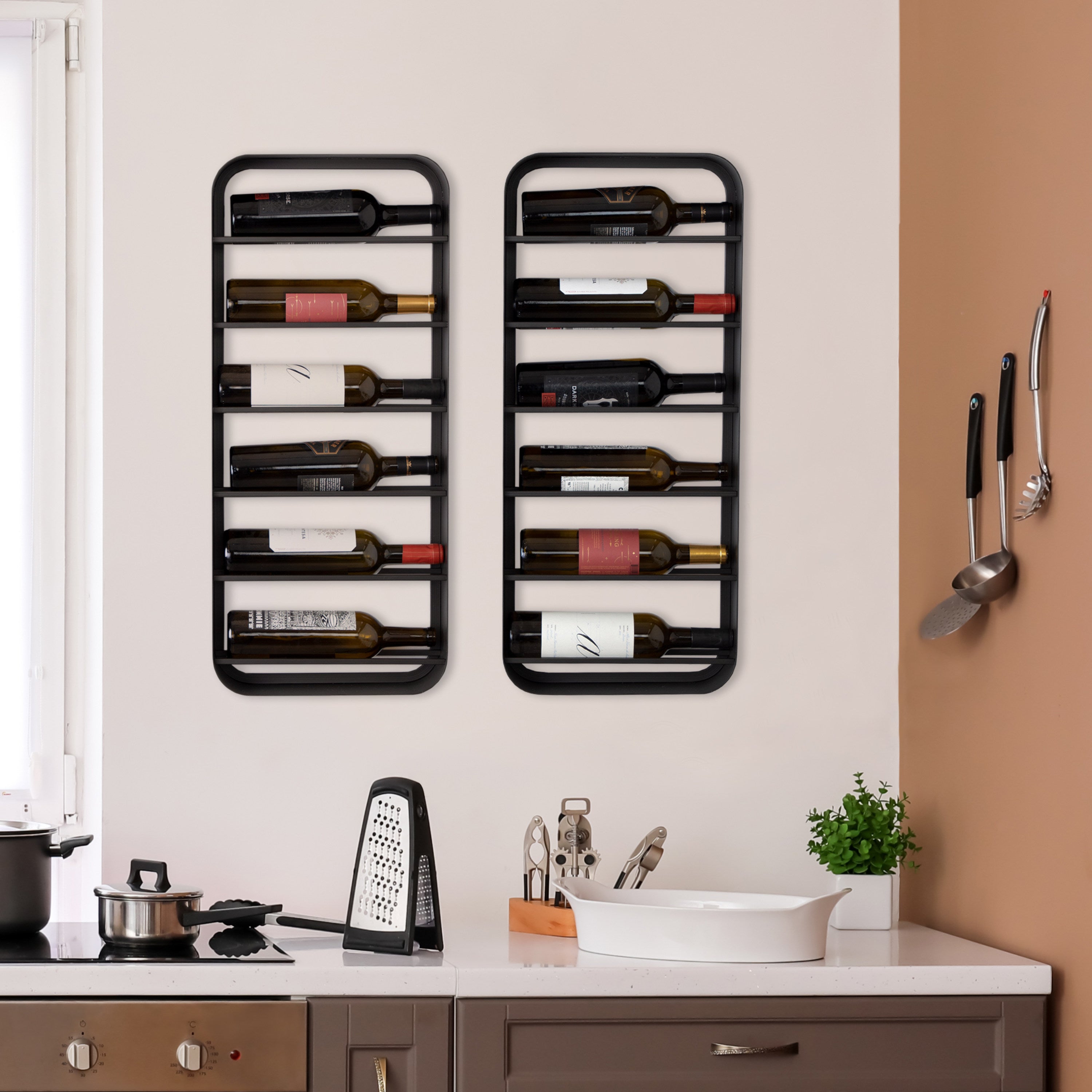 Armenta Metal Wall Hanging Wine Rack