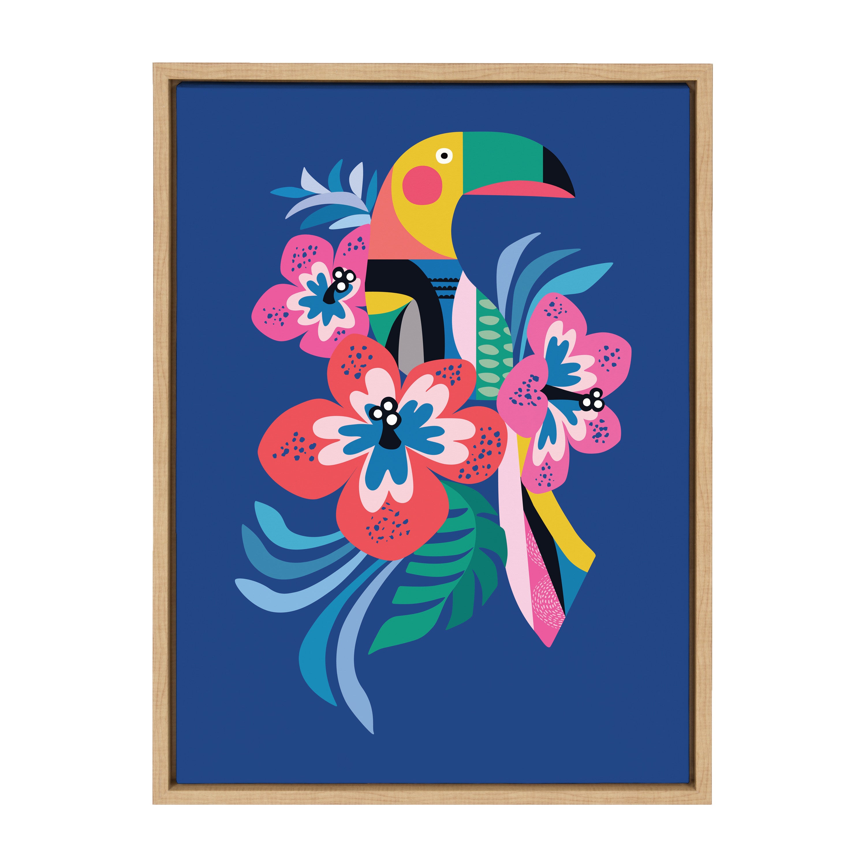Sylvie Mid Century Modern Hibiscus Framed Canvas by Rachel Lee of My Dream Wall