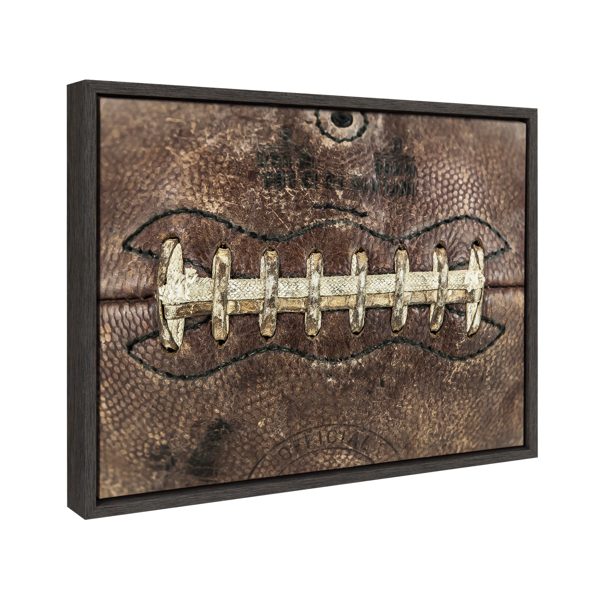 Sylvie Football Laces Framed Canvas by Shawn St. Peter