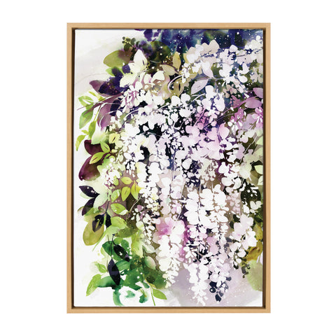 Sylvie White Wisteria Framed Canvas by Ingrid Sanchez of CreativeIngrid
