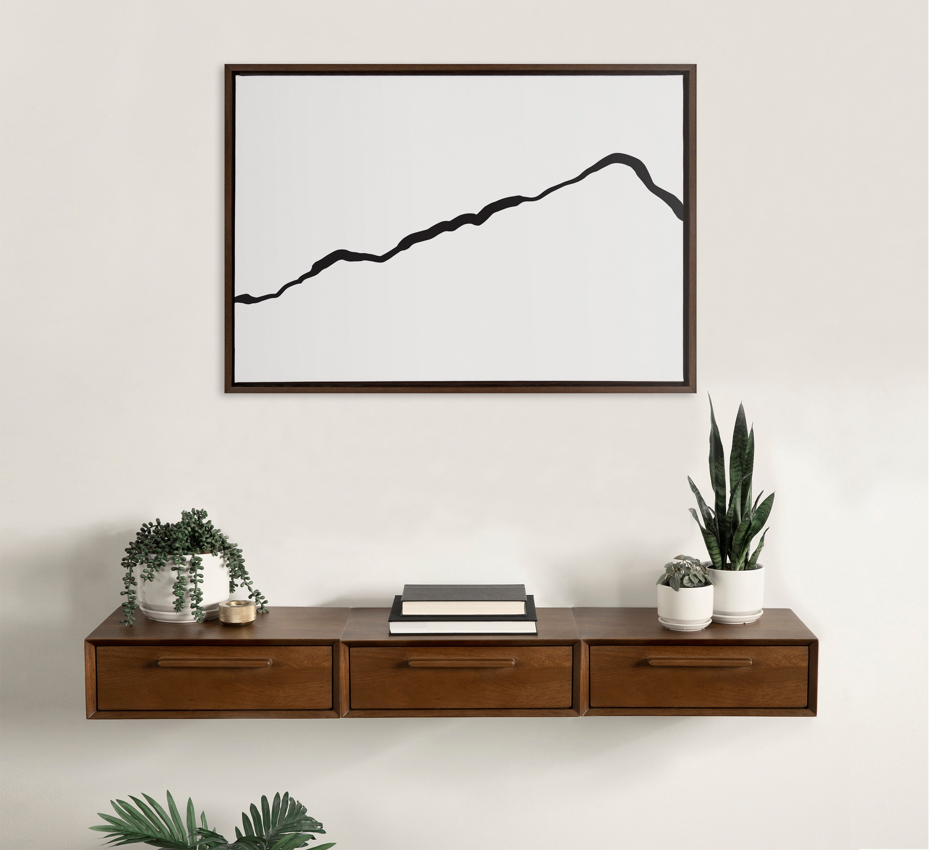 Sylvie Elevated Abstract Minimalist Mountain Landscape Framed Canvas by The Creative Bunch Studio