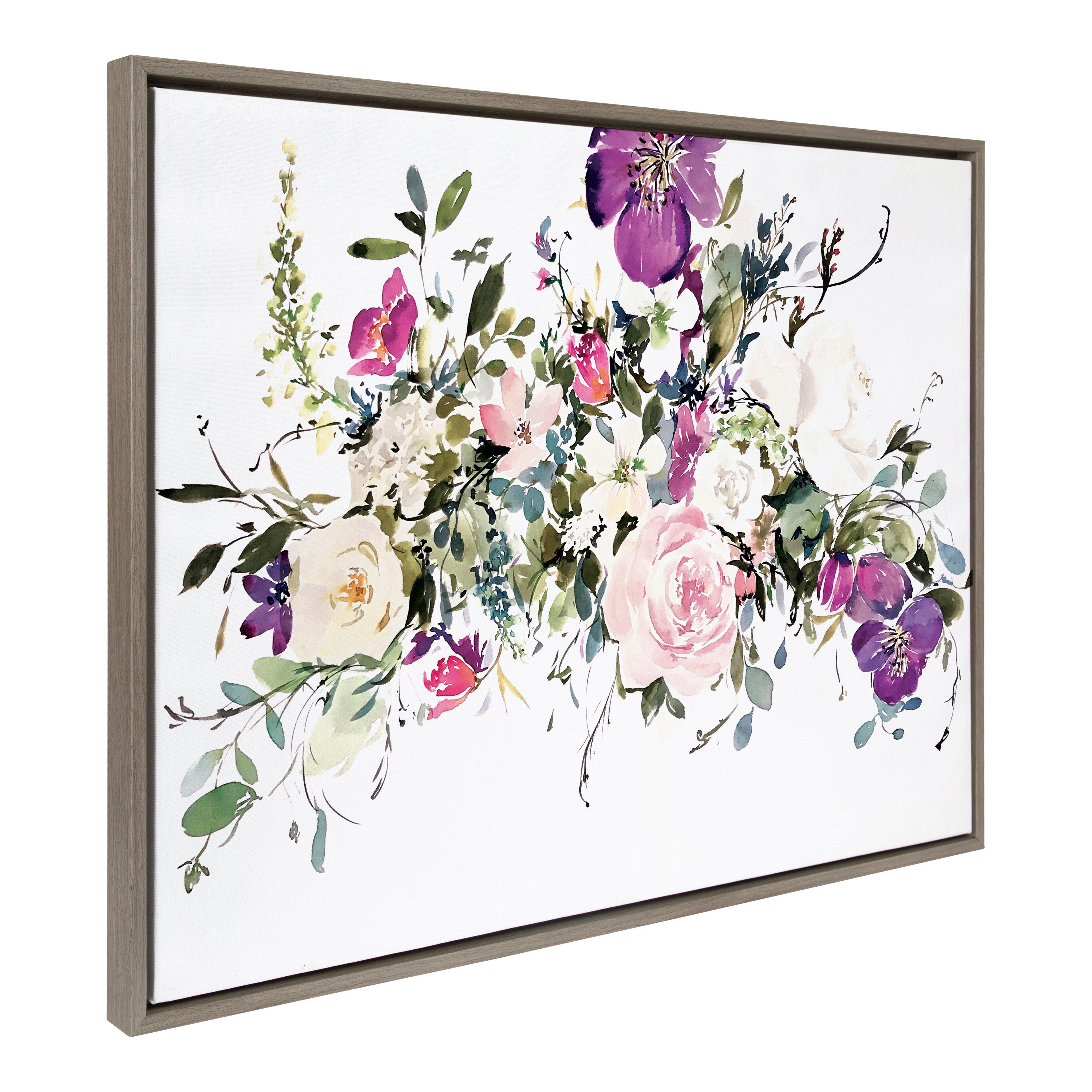 Sylvie 13 Ink Wash Floral Framed Canvas by Emma Daisy