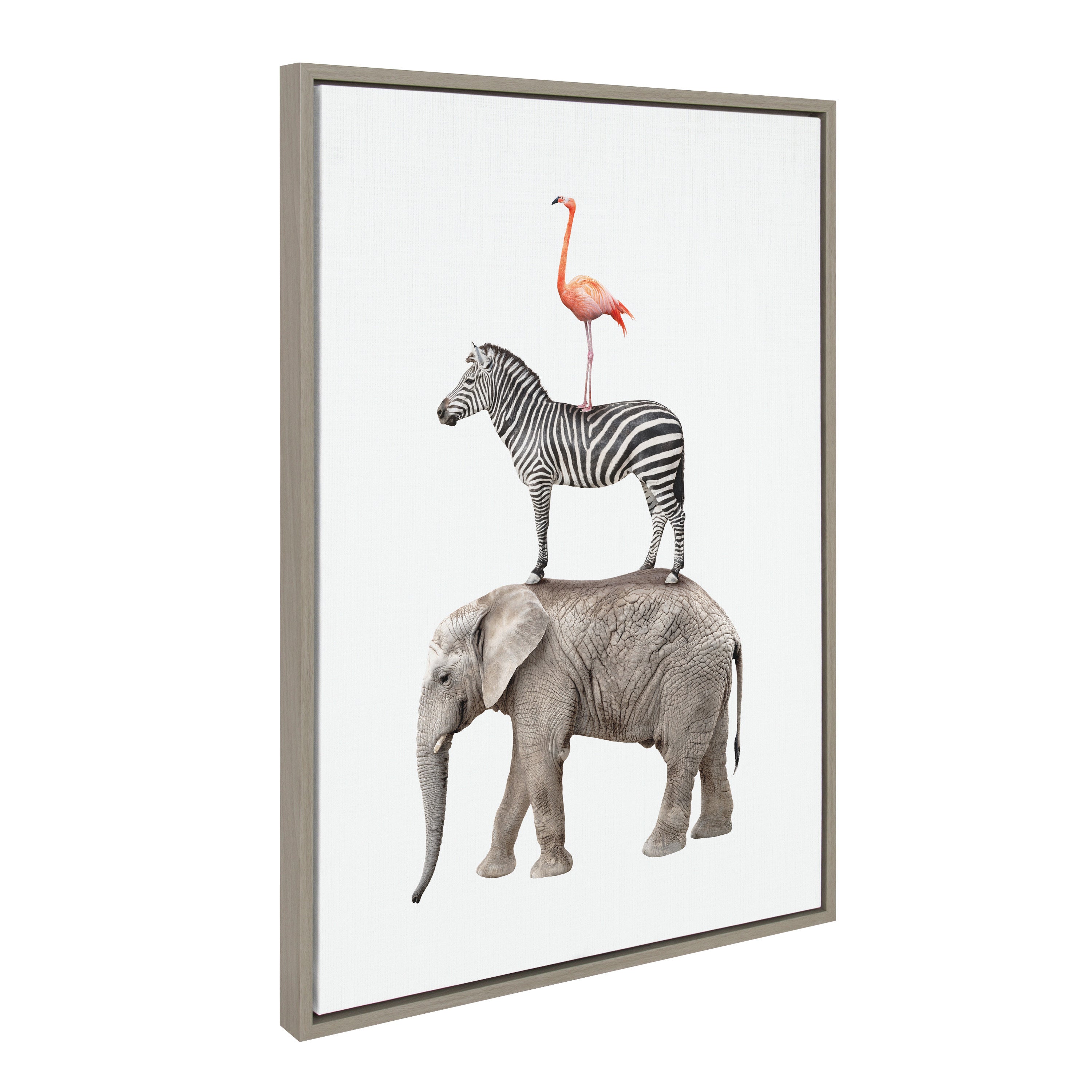 Sylvie Stacked Safari Animals Framed Canvas by Amy Peterson Art Studio