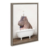 Sylvie Hippo and Bird in Rustic Bath Framed Canvas by Amy Peterson Art Studio