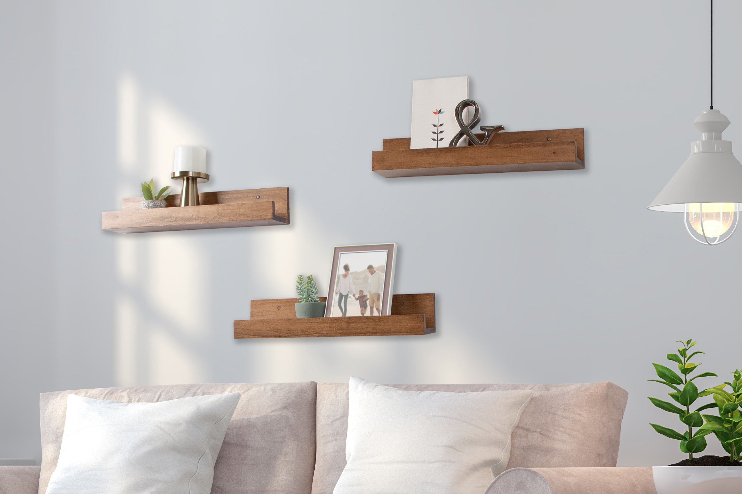 Levie Wooden Picture Ledge Wall Shelf Set