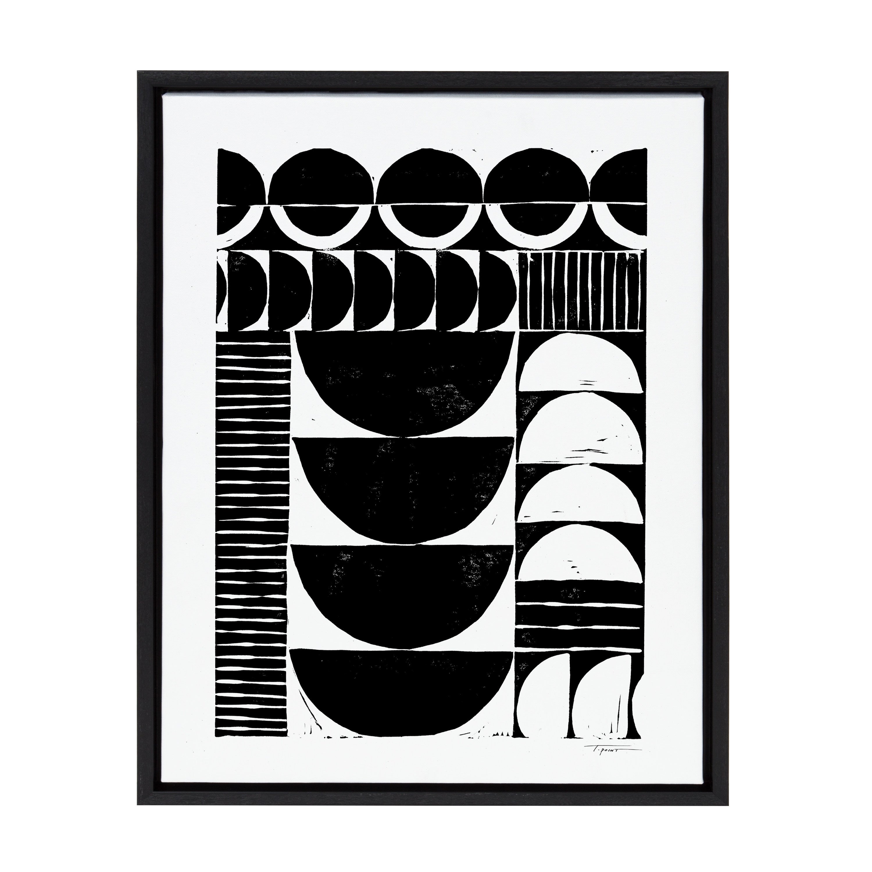 Sylvie Modern Circular Block Print Framed Canvas by Statement Goods