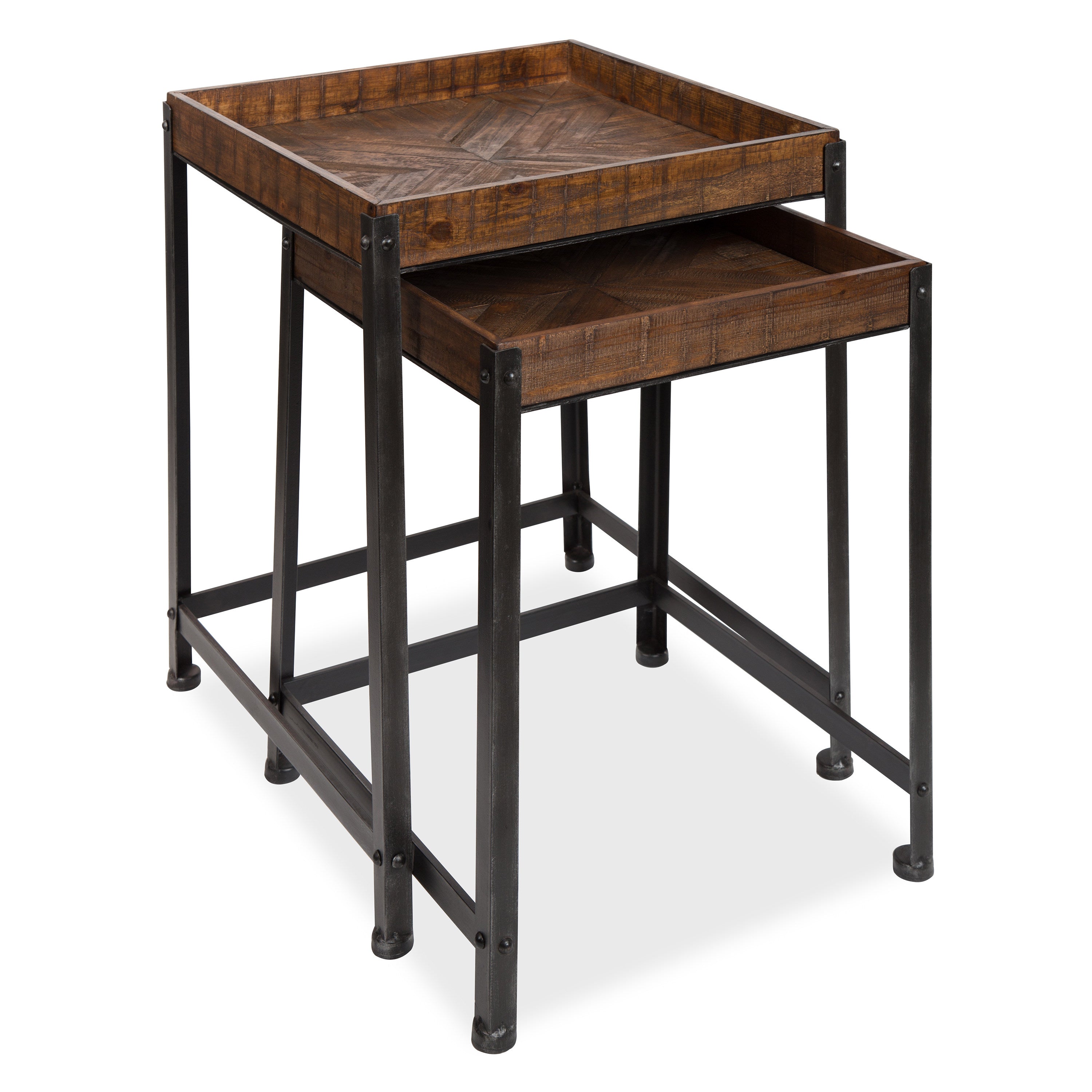Kate and Laurel Marsh 2-Piece Rustic-Modern Side Accent Tables