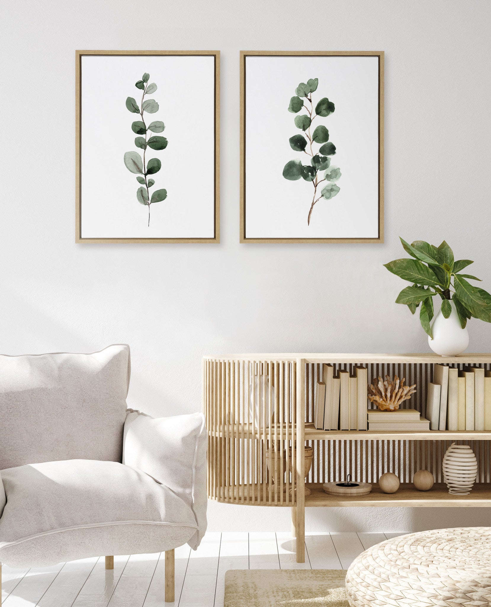 Sylvie Eucalyptus Framed Canvas Set by Maja Mitrovic
